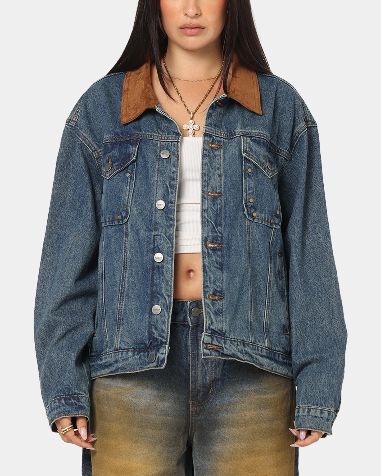 Discount Grace Saint Morta Rodeo Drive Denim Jacket Dirty Blue