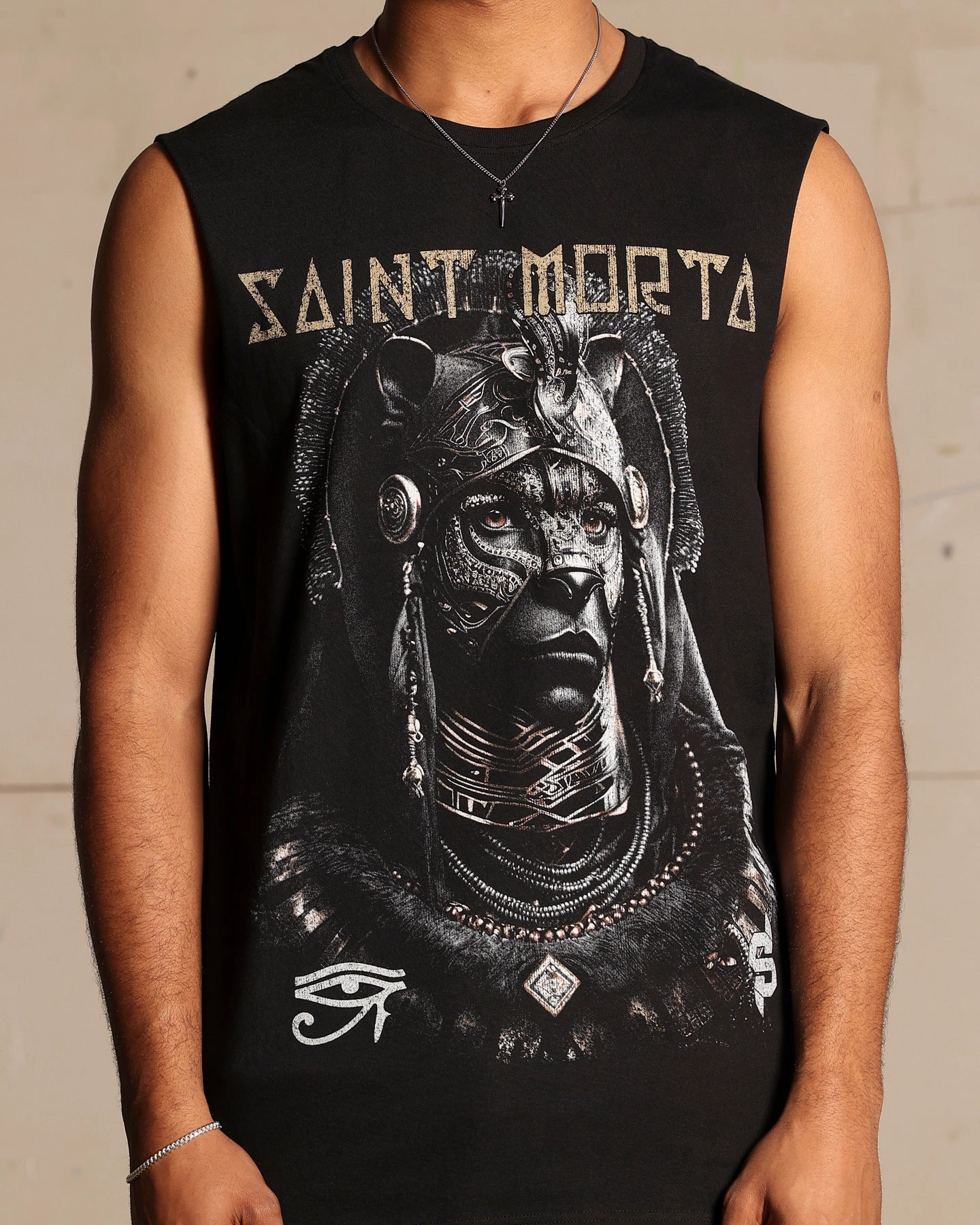 Saint Morta Shadow King Muscle T-Shirt Black Soft Texture Taped Neckline