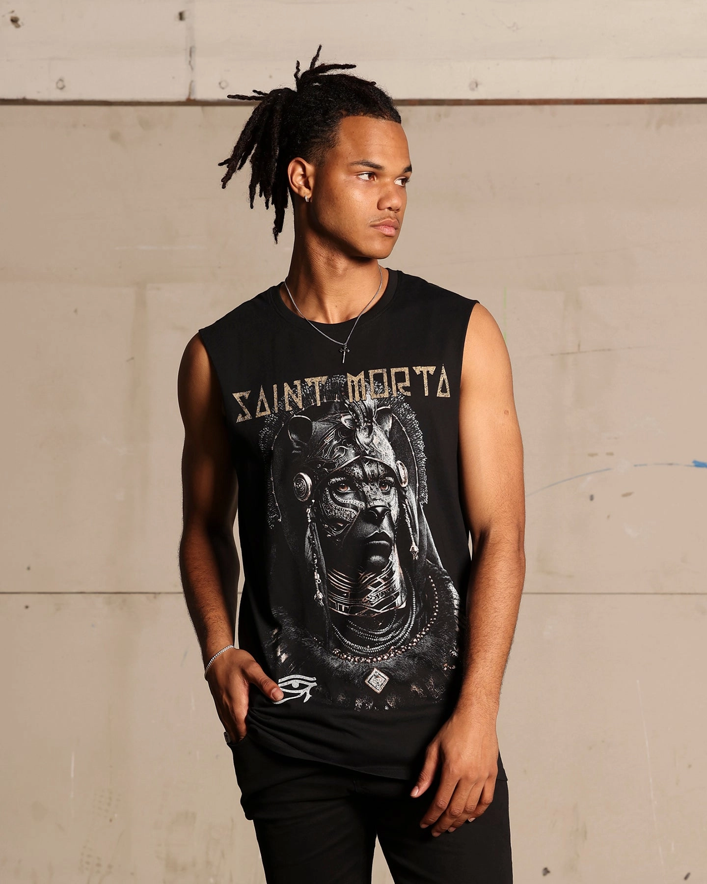 Saint Morta Shadow King Muscle T-Shirt Black Chic Casual Wear