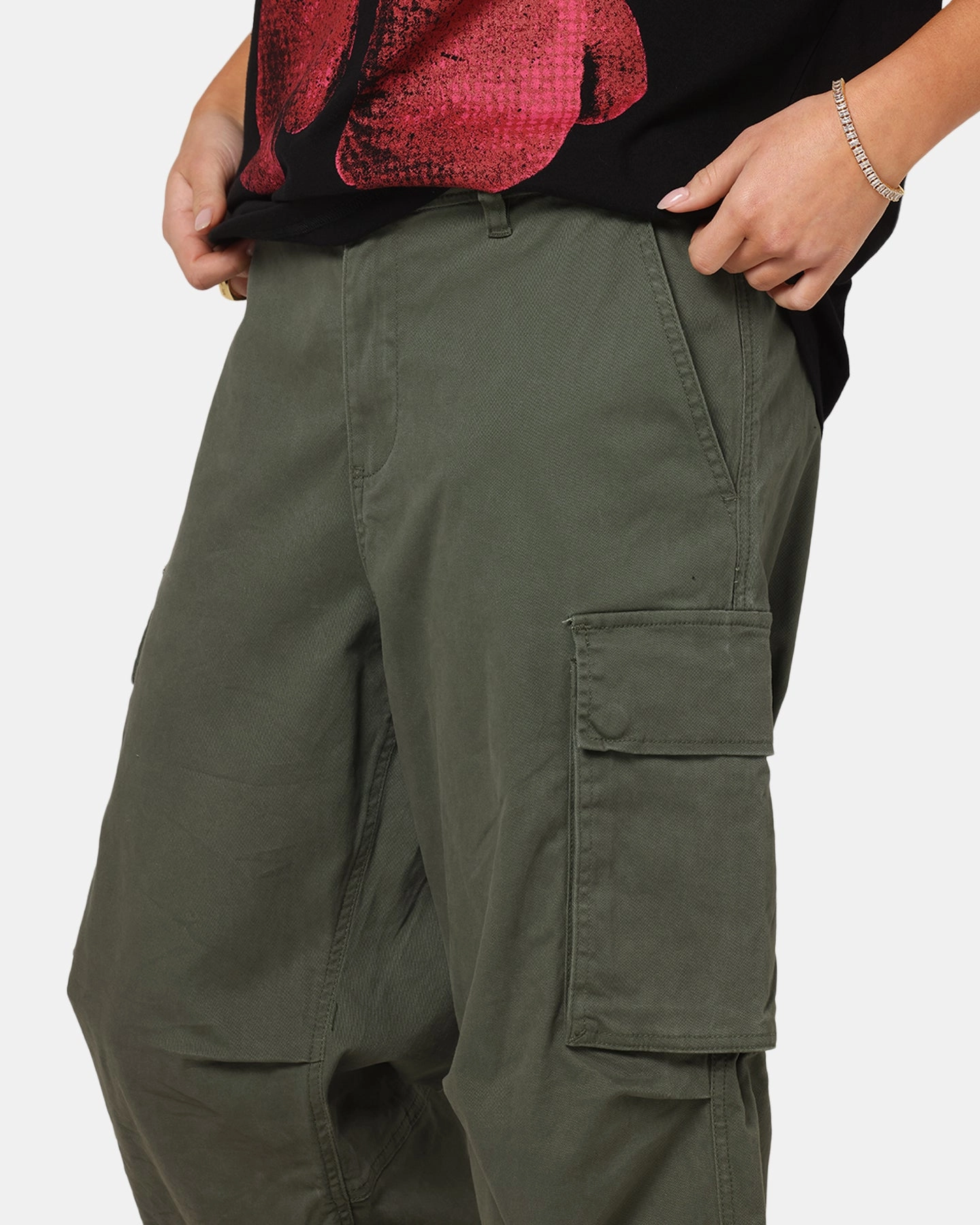 Carre Classic Cargo Pants Khaki Lined interior