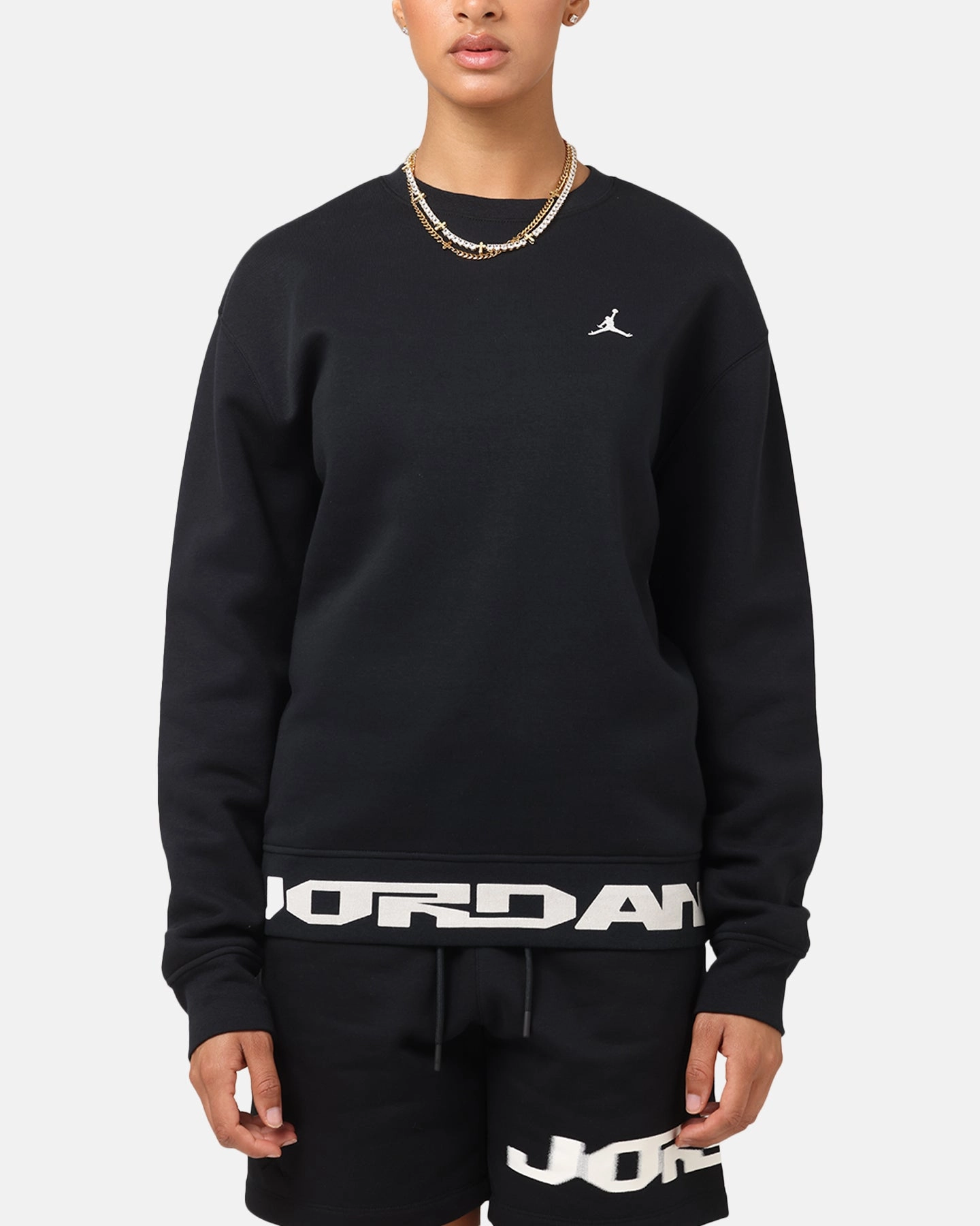 Cozy Fitting Everyday Wear Jordan Jumpman MVP Graphic Fleece Crewneck Sweatshirt Black/Sail
