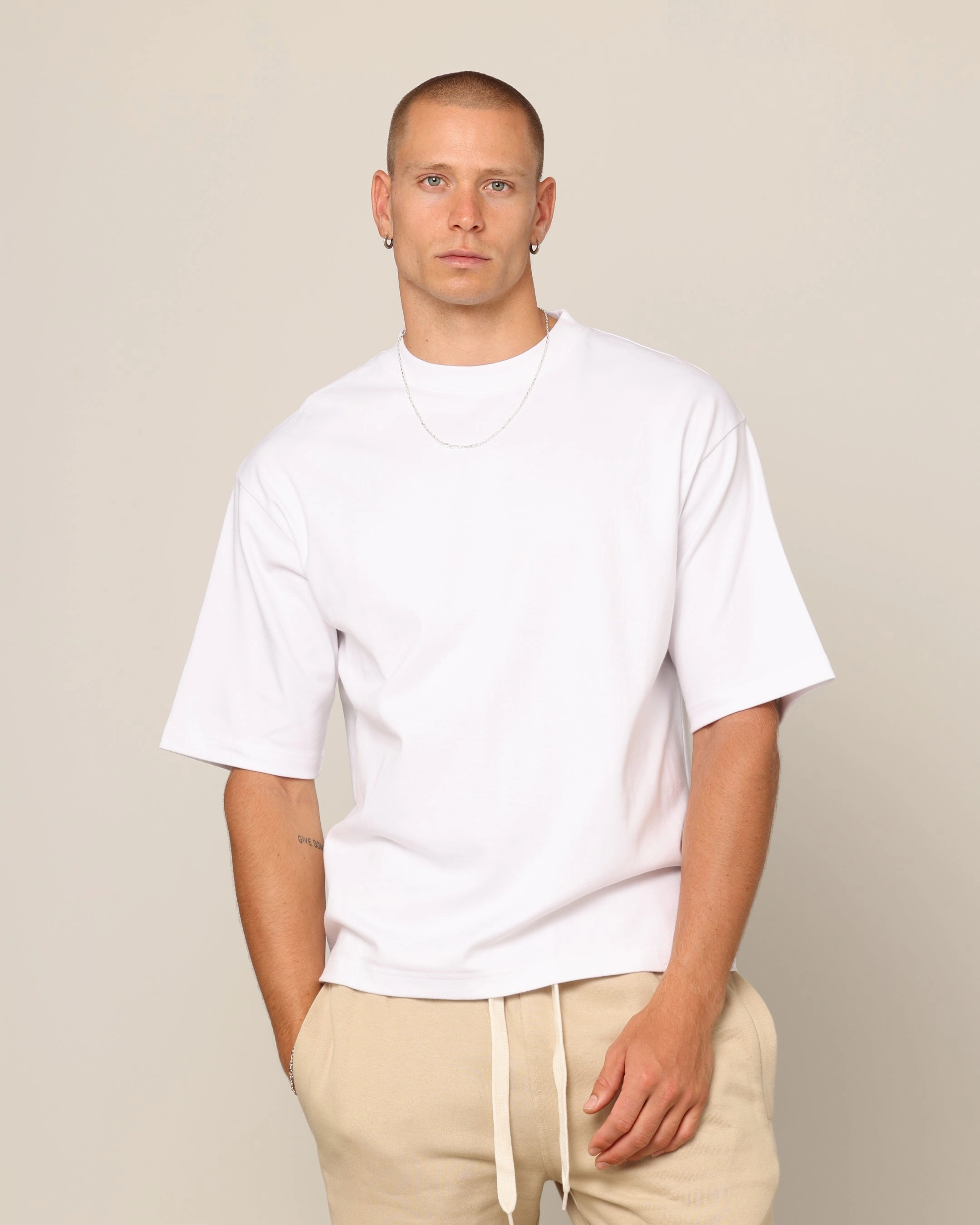 StretchComfortWeave Carr?? Blanc Boxy T-Shirt White