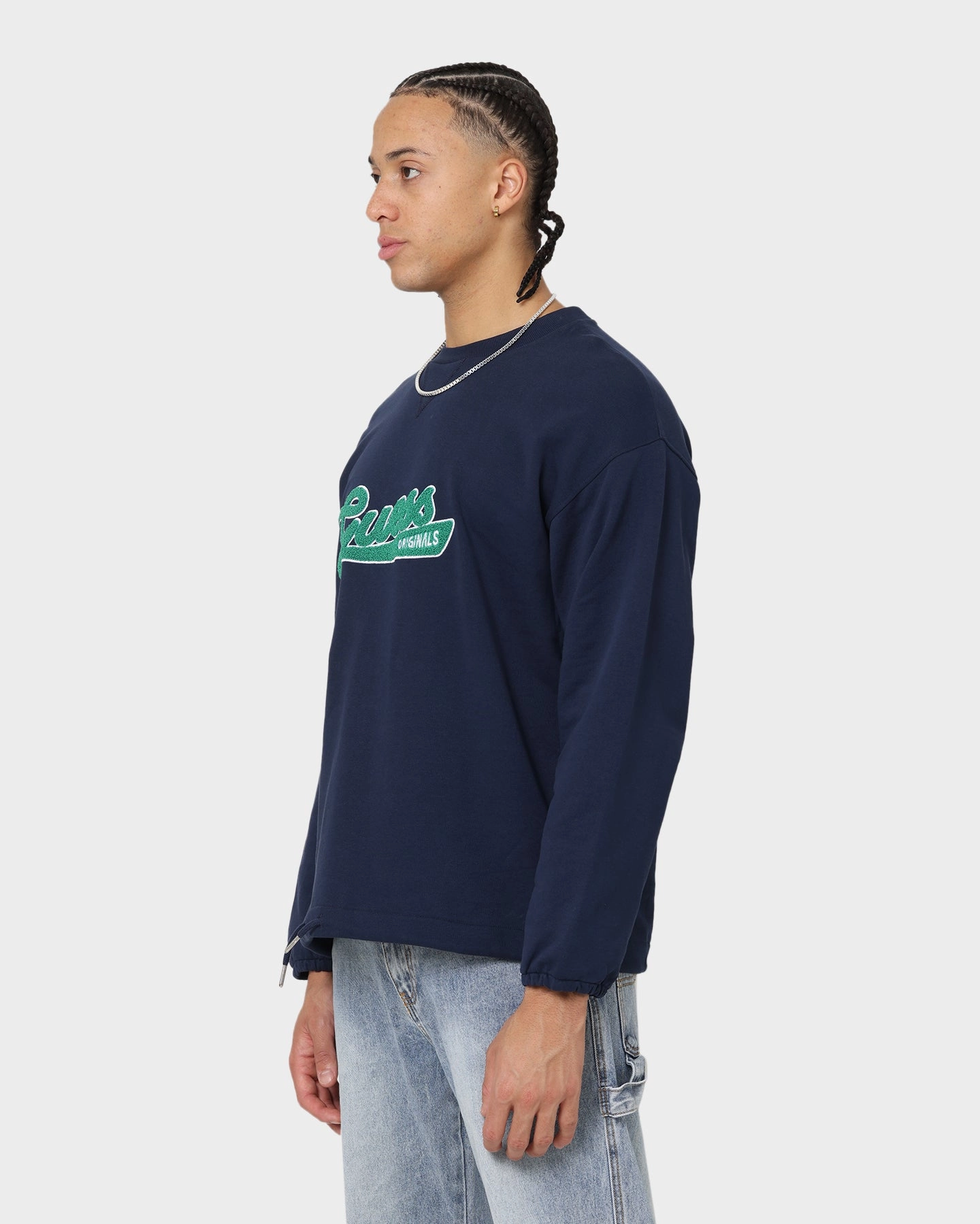 Essential Warmth Relaxed Fit Guess Originals Go Collegiate Crewneck Blackened Blue