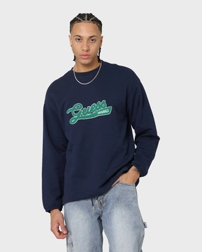 Guess Originals Go Collegiate Crewneck Blackened Blue Versatile Comfort Knitwear Choice