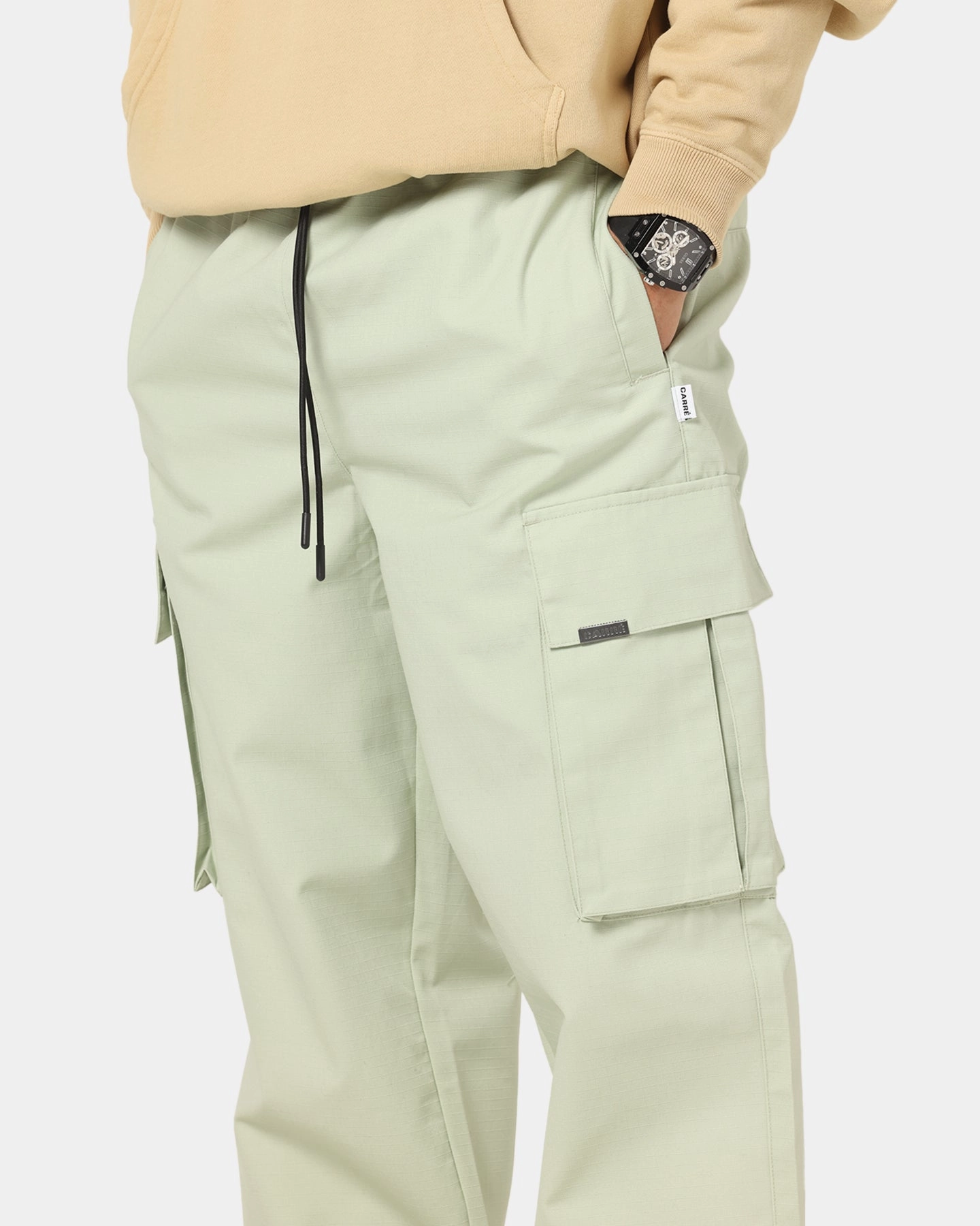 Carre Superior Cargo Joggers Sage Double Stitched
