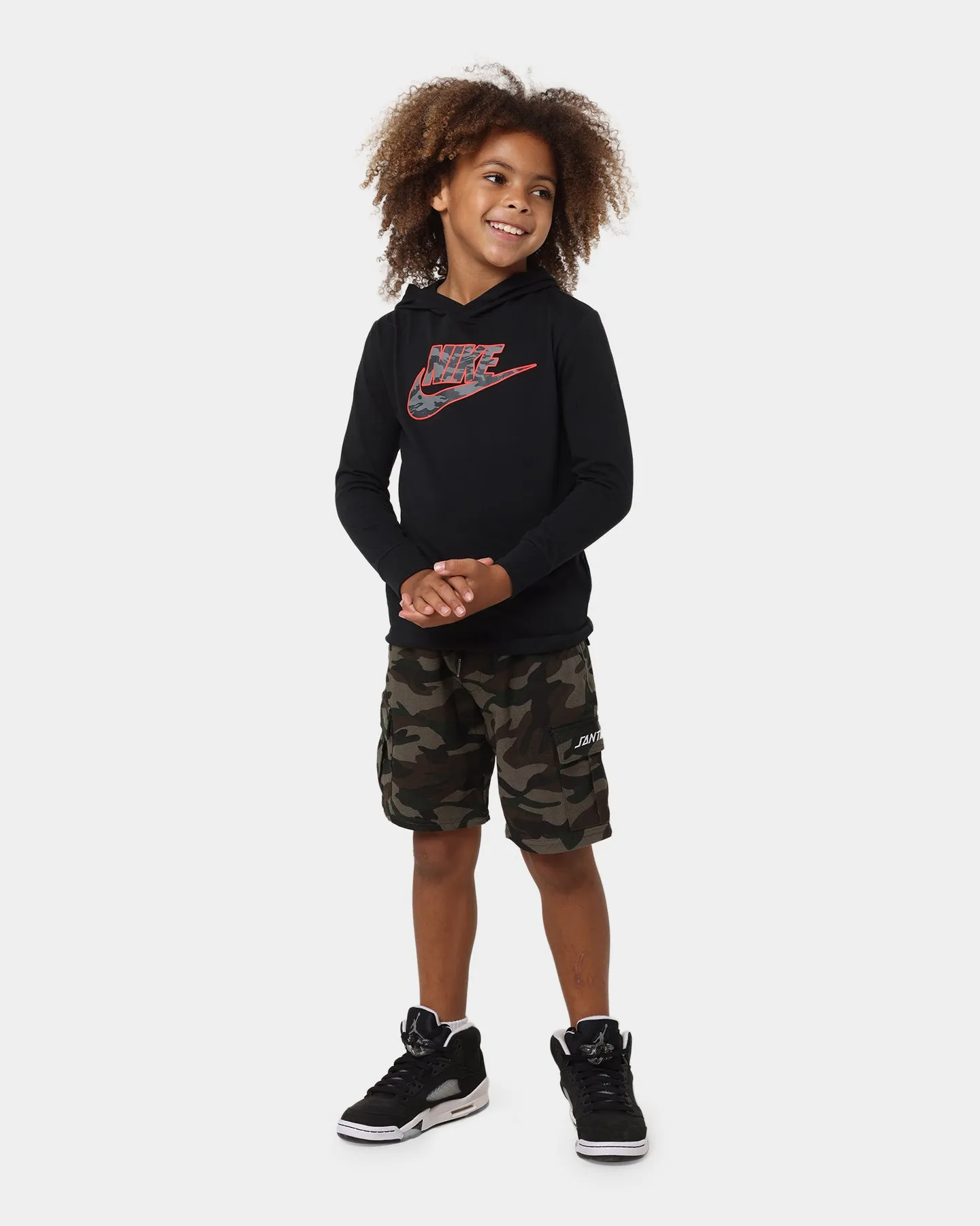 Fitted Winter Coat Nike Kids' Nike Sportswear Club Camo Jersey Black