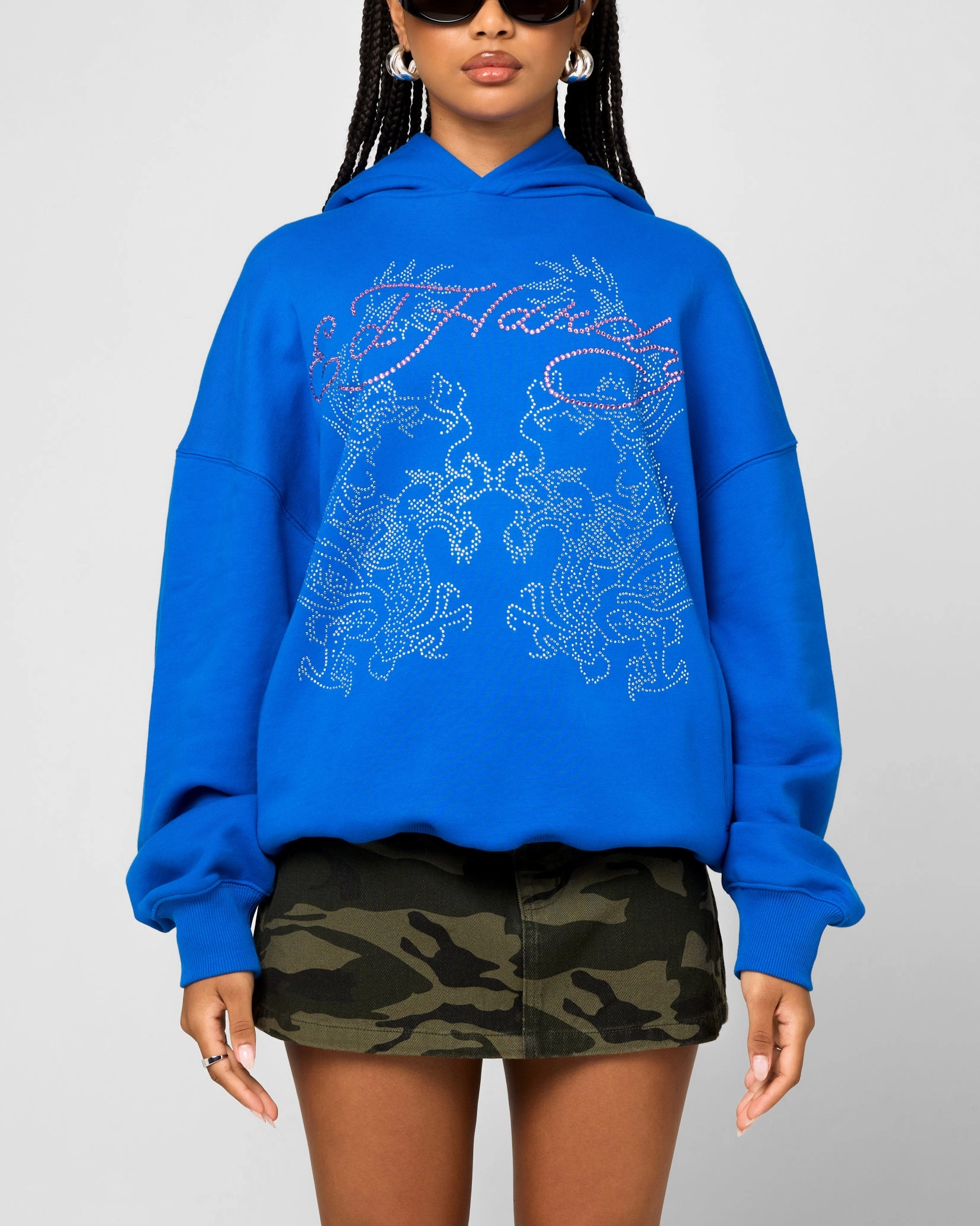 Glider like Ed Hardy Rhinestone Dragon Hoodie Blue