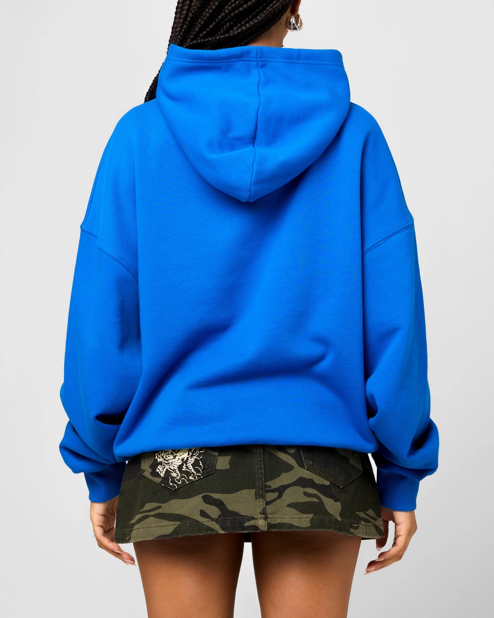 Organic Fibers Giraffe like Ed Hardy Rhinestone Dragon Hoodie Blue