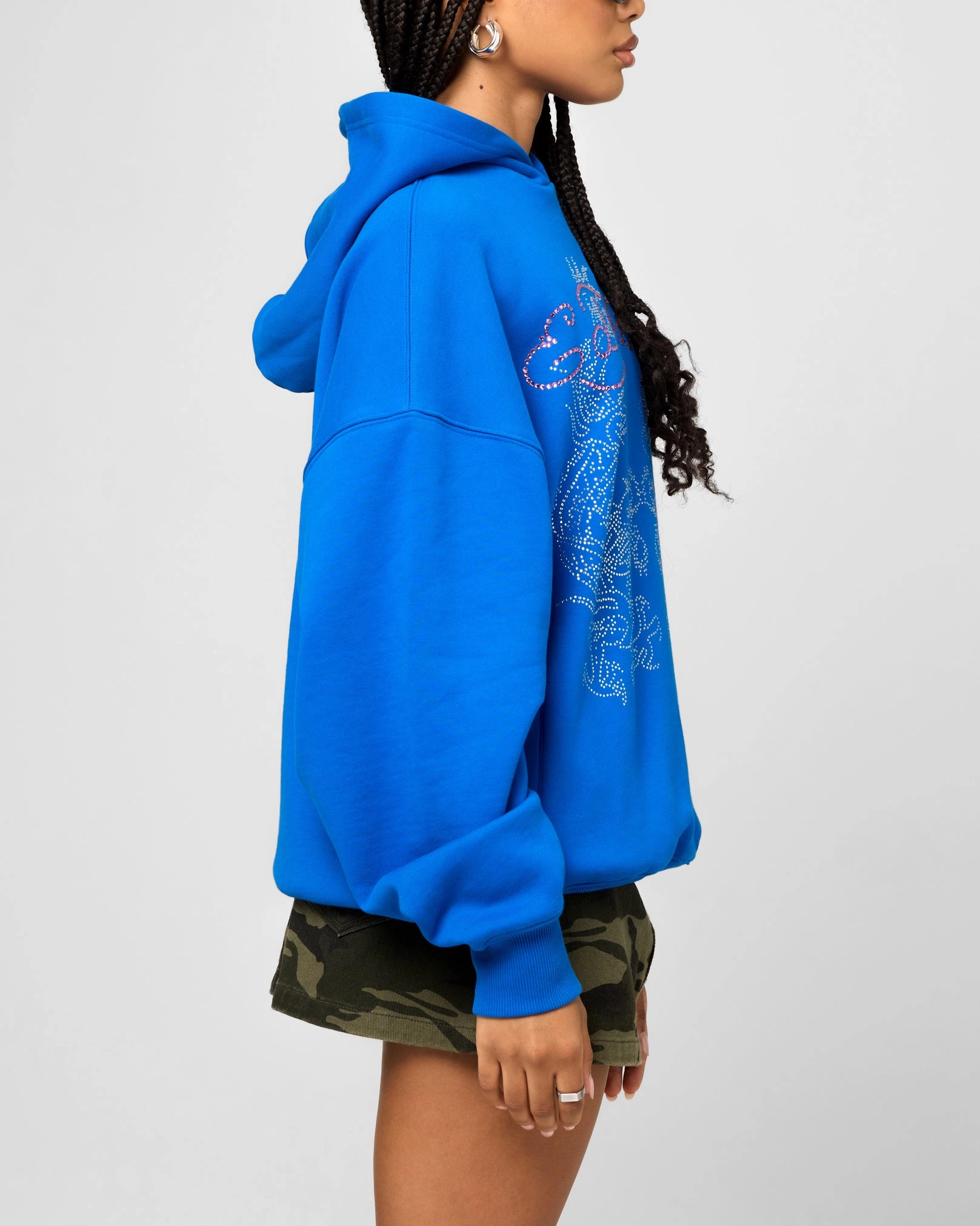 High Stretch Elastic Home improvement wear Ed Hardy Rhinestone Dragon Hoodie Blue