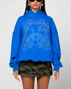 Glider like Ed Hardy Rhinestone Dragon Hoodie Blue