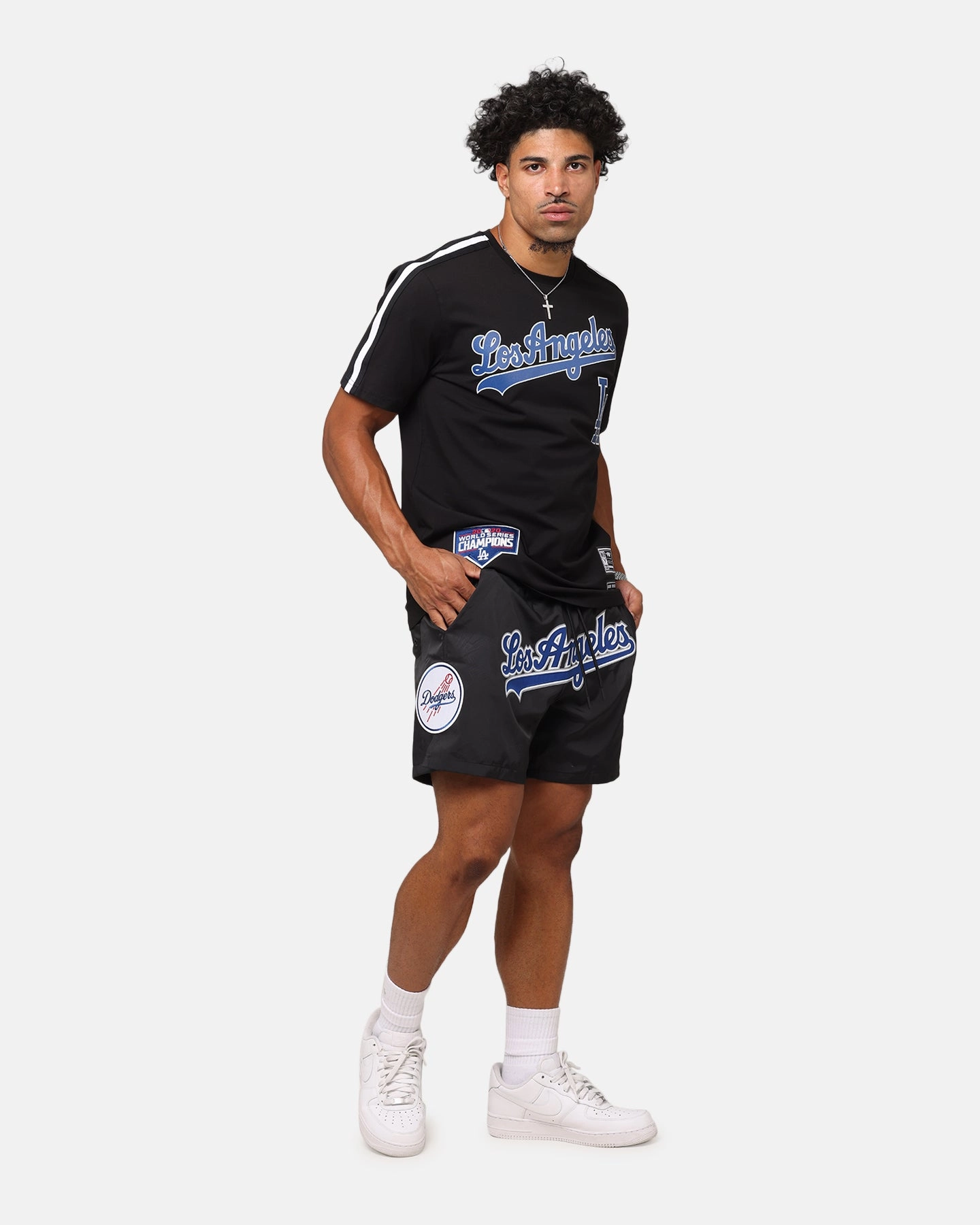 Pro Standard Los Angeles Dodgers Classic Woven Shorts Black QuickReleaseBuckle