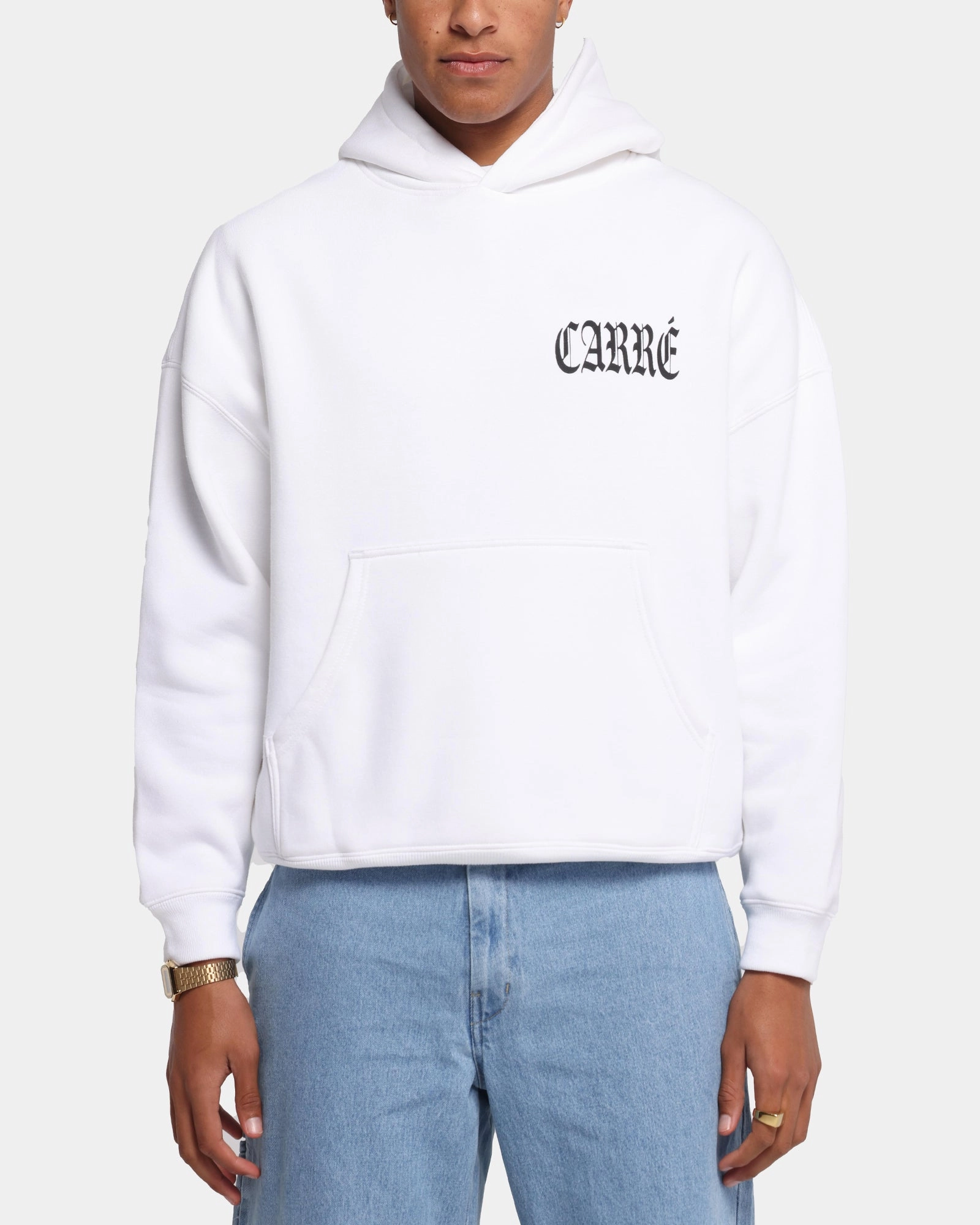 Button up pockets Carre Bulldog Hoodie White