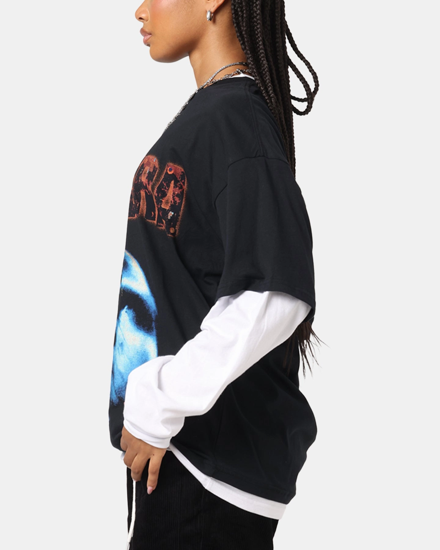 Comfort and Ease MinimalistStitching Pantera Pantera Layered Long Sleeve T-Shirt Black Wash