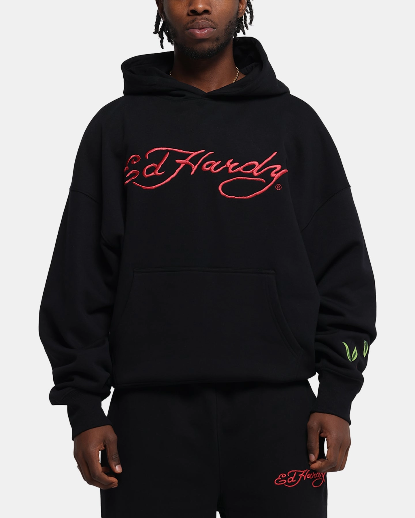 full zip Ed Hardy Cherry Hoodie Black
