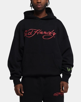 full zip Ed Hardy Cherry Hoodie Black