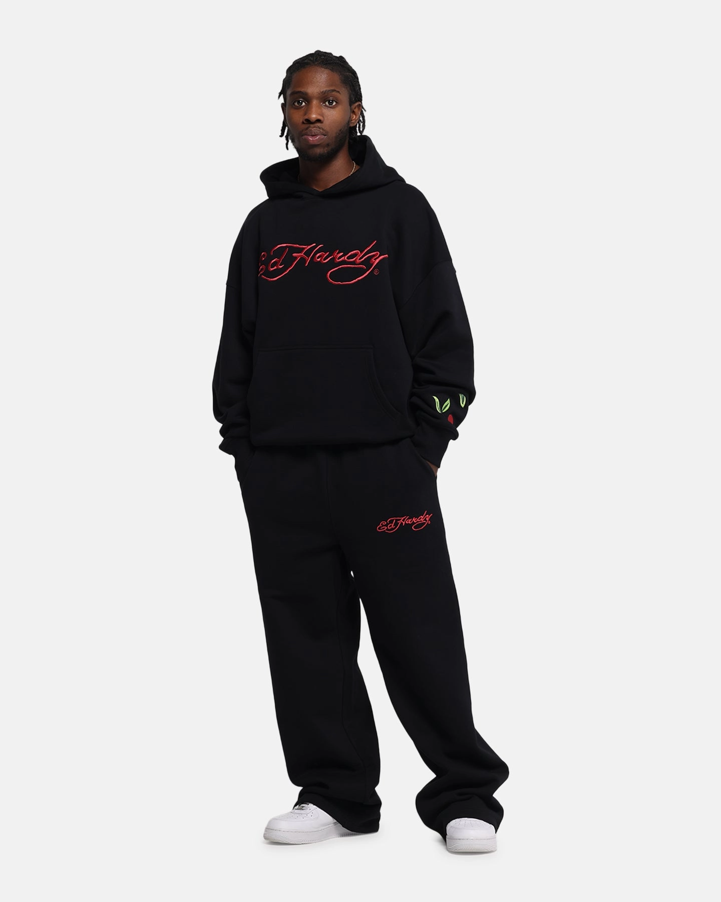 Matted look Potoroo like Ed Hardy Cherry Hoodie Black