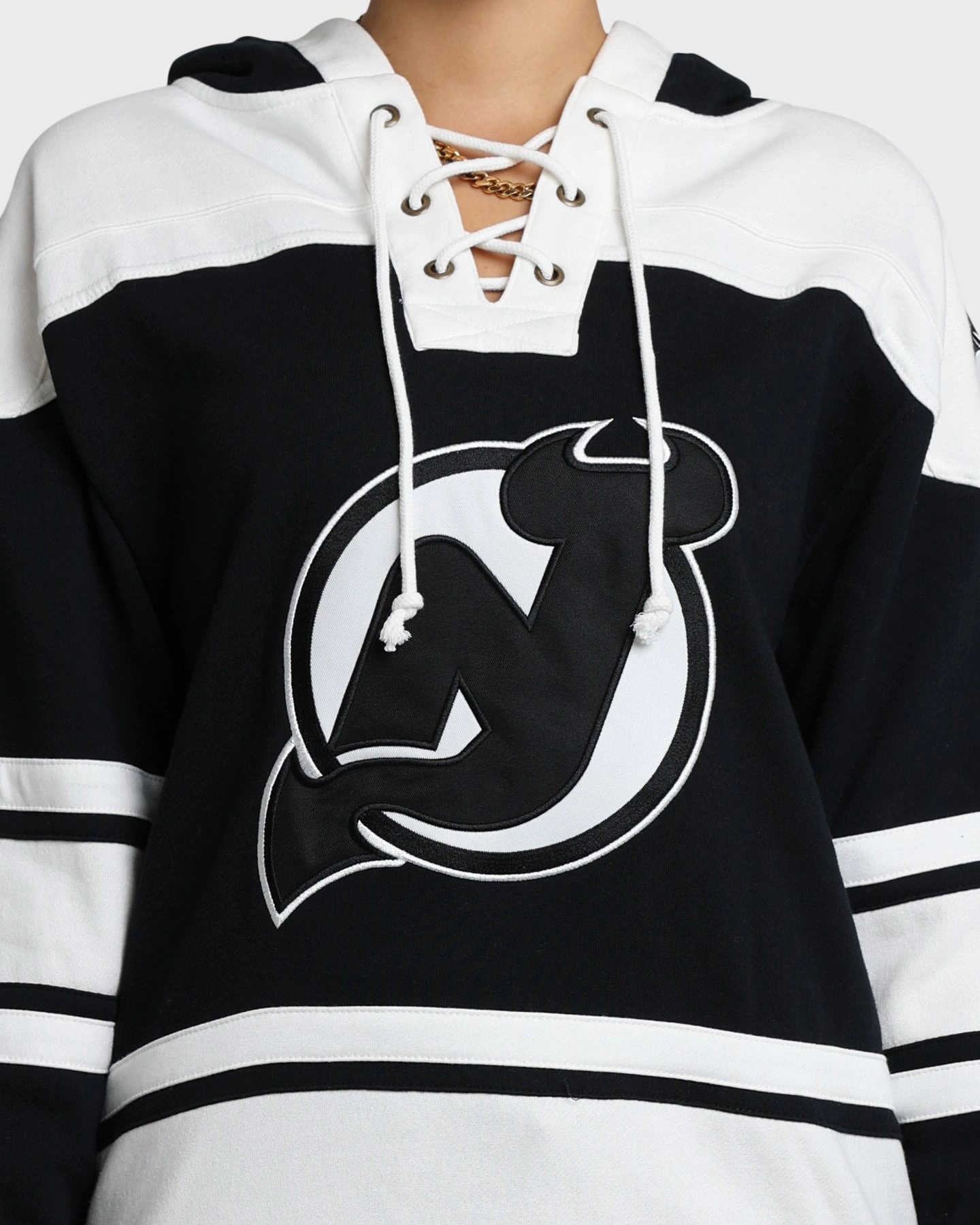 47 Brand New Jersey Devils Superior Lacer Hoodie Jet Black Patch Glamour