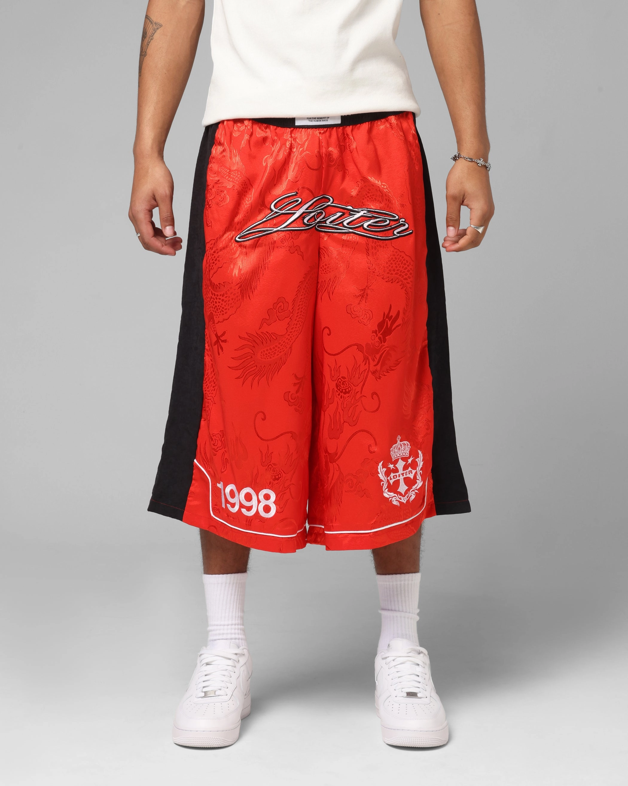 Easy Care Fabric Loiter Fight Club 3 Quarter Shorts Red