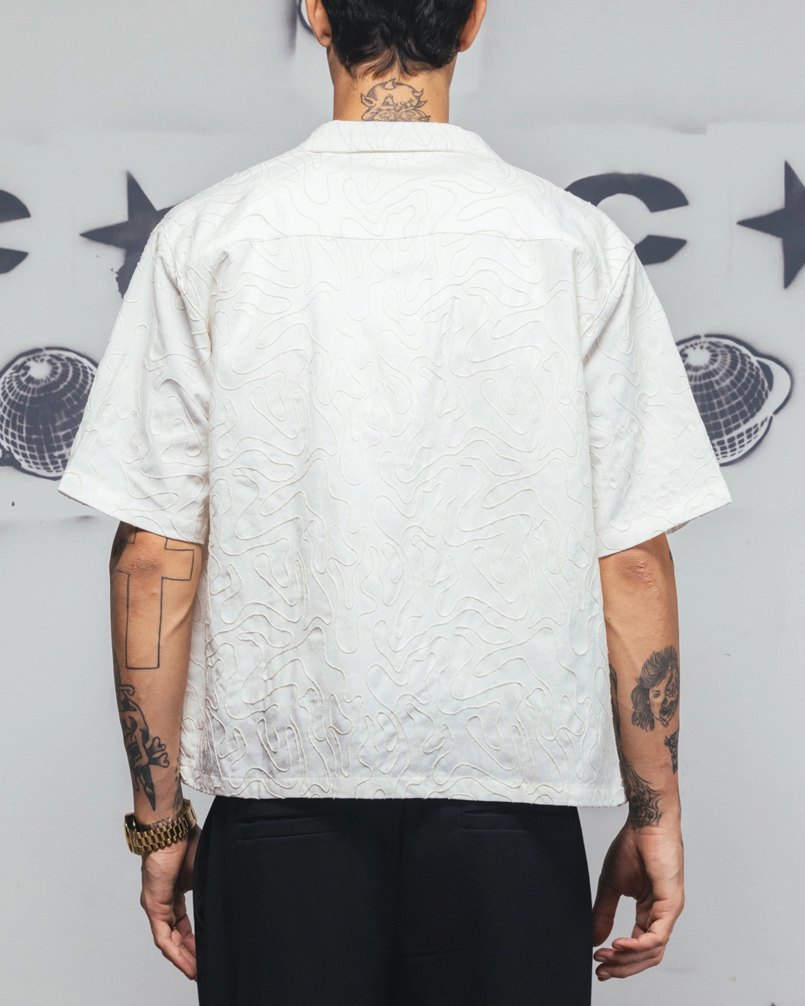 Carre Ripple Button Up Shirt Off White Low Maintenance