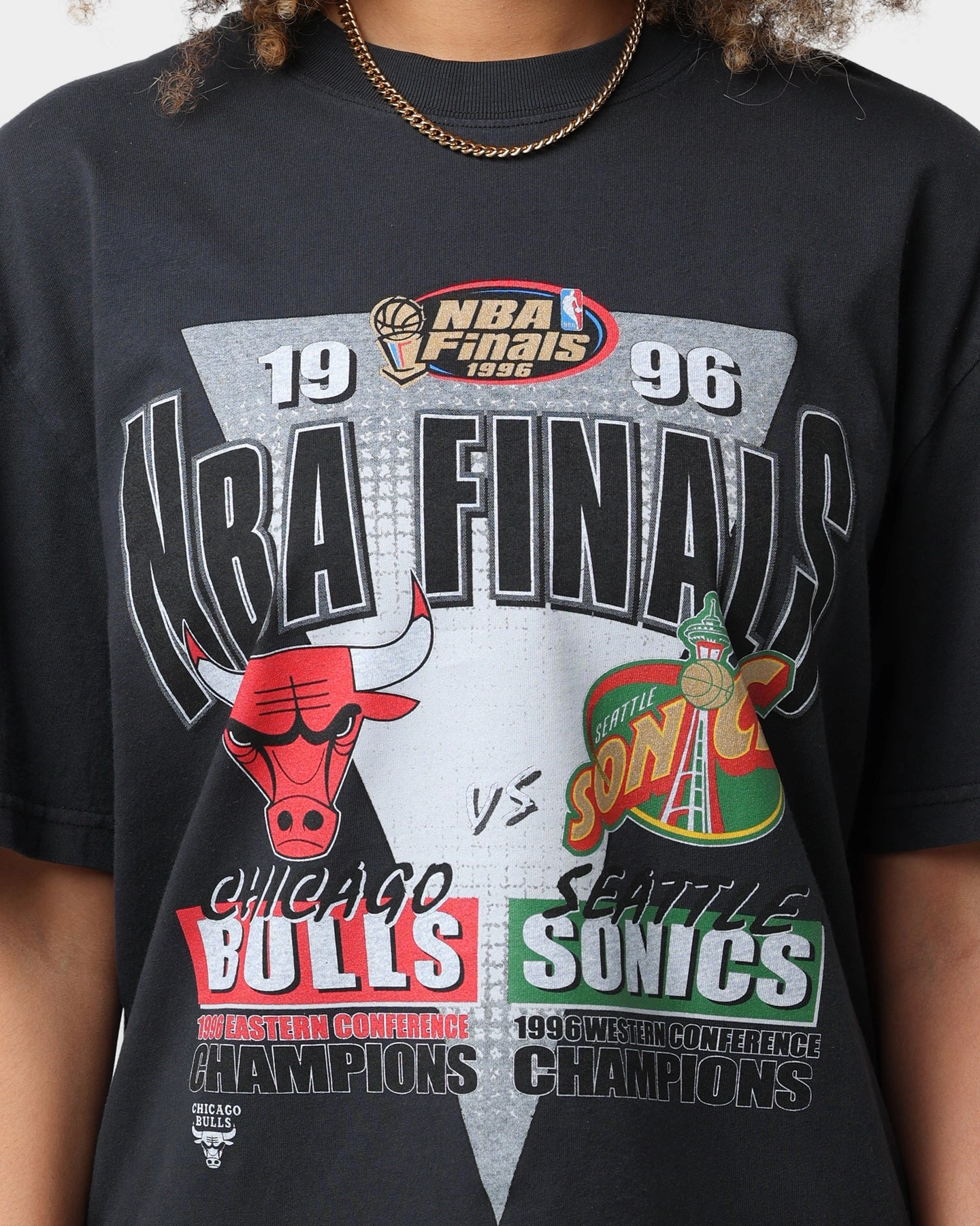 Mitchell & Ness Chicago Bulls NBA Finals 1996 T-Shirt Black UV protection layer