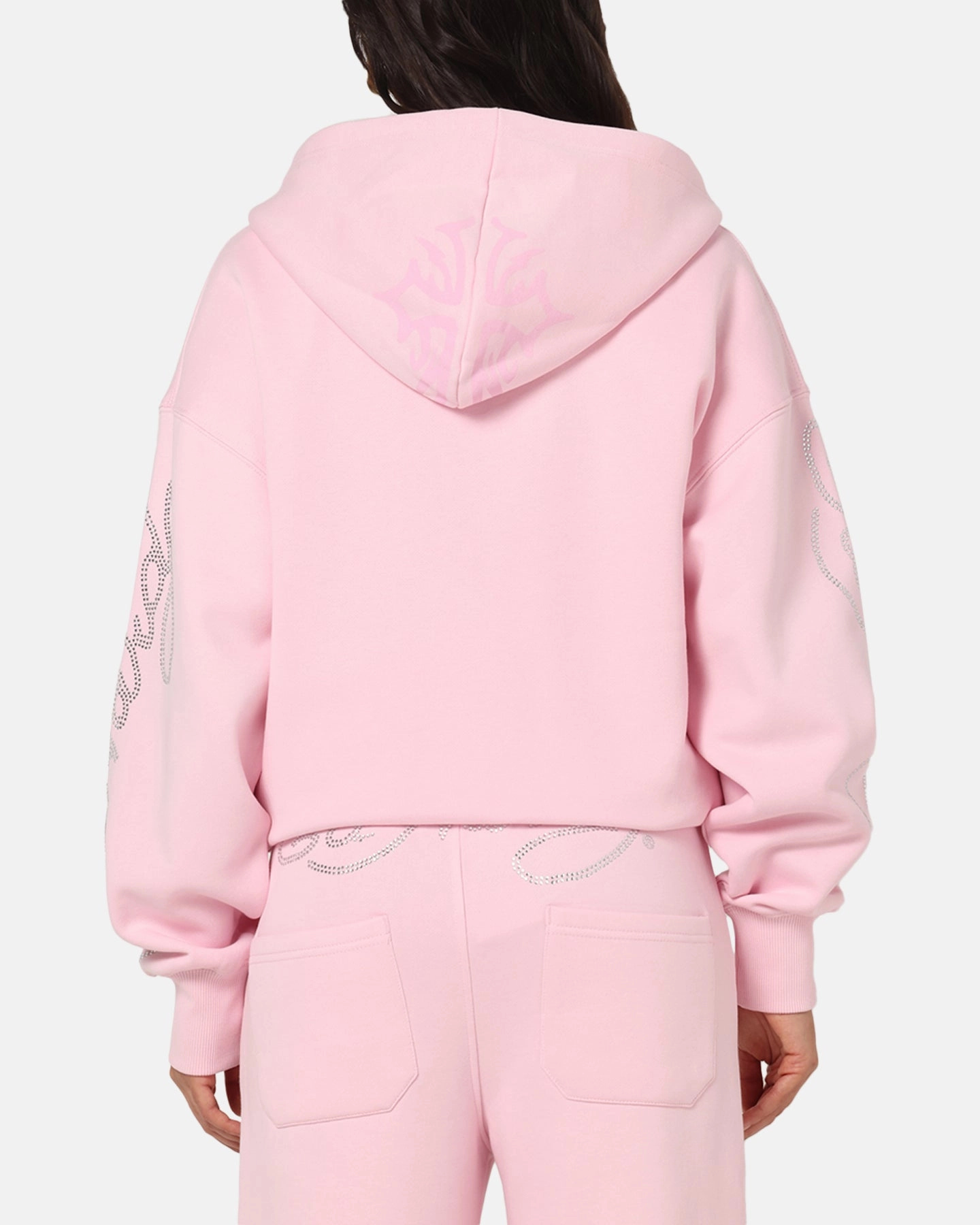 Lace trim Winter Motion Ed Hardy Trinity Zip Hoodie Pink