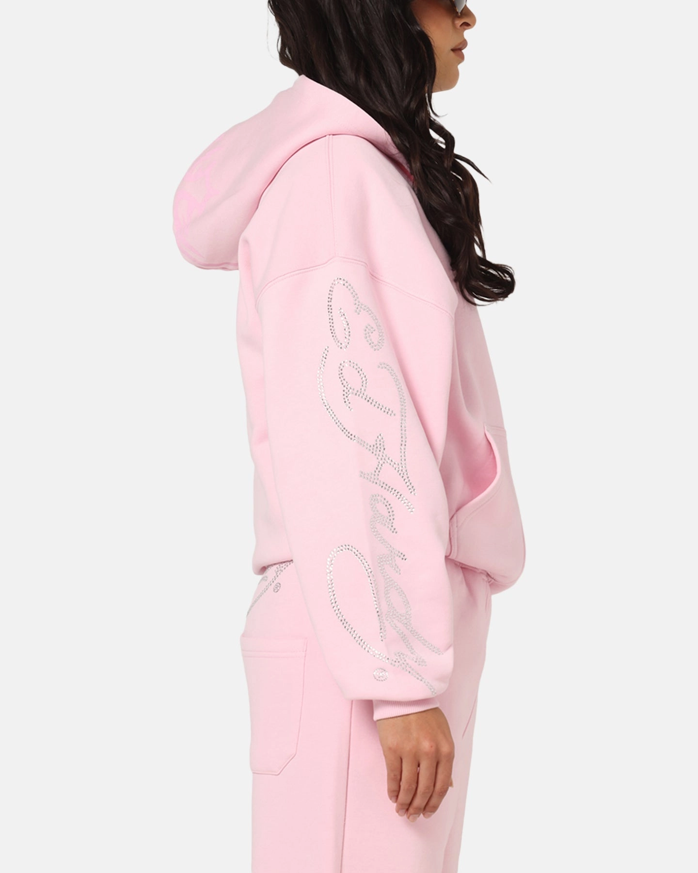 Penguin like Seamless Side Panels Ed Hardy Trinity Zip Hoodie Pink