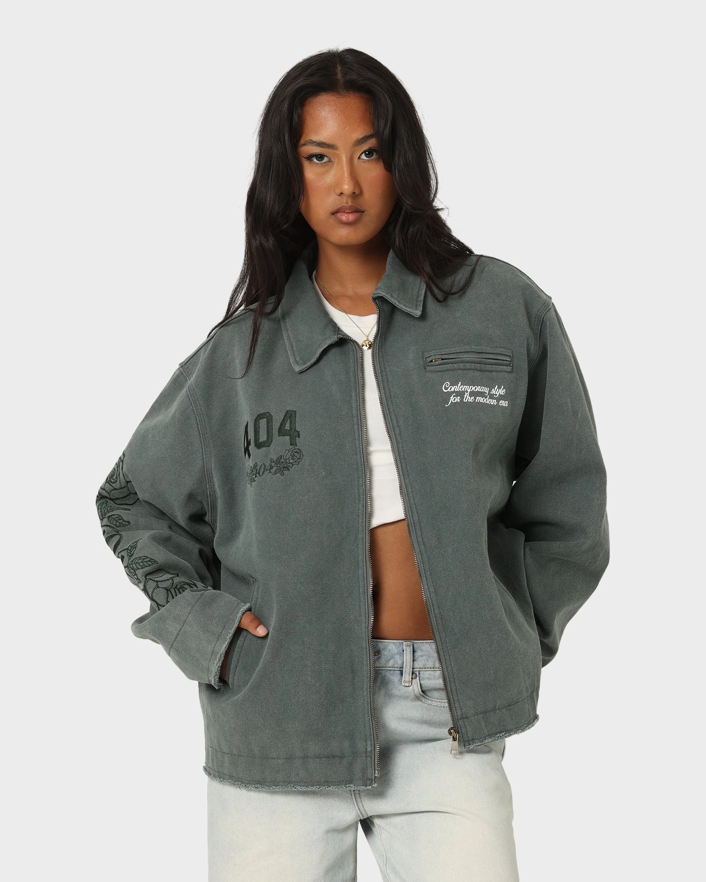 Survive Rollaway Collar Feature 404 Florence Work Jacket Green