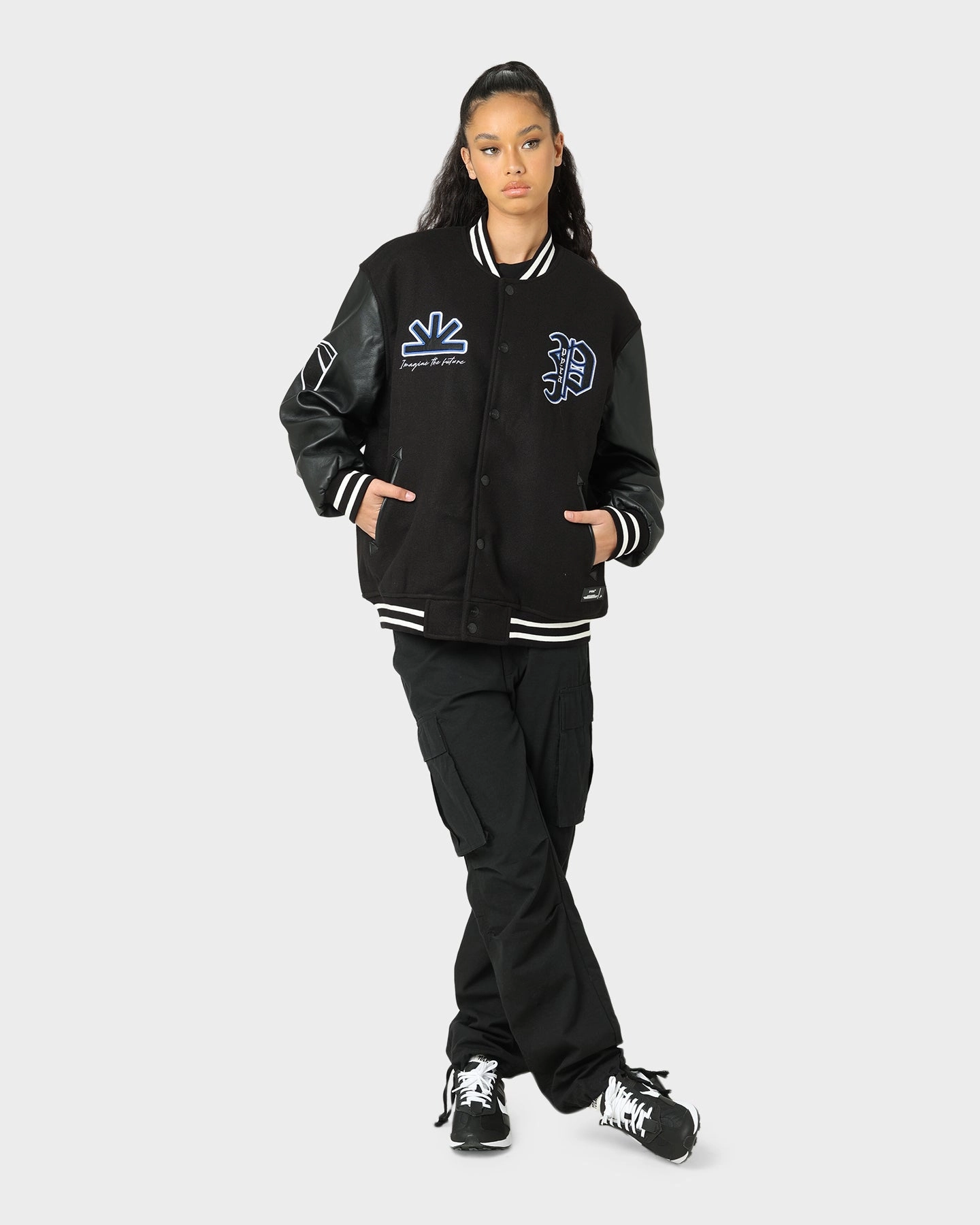FullLengthZip Evolve Pyra Imagine Varsity Jacket Black/Blue