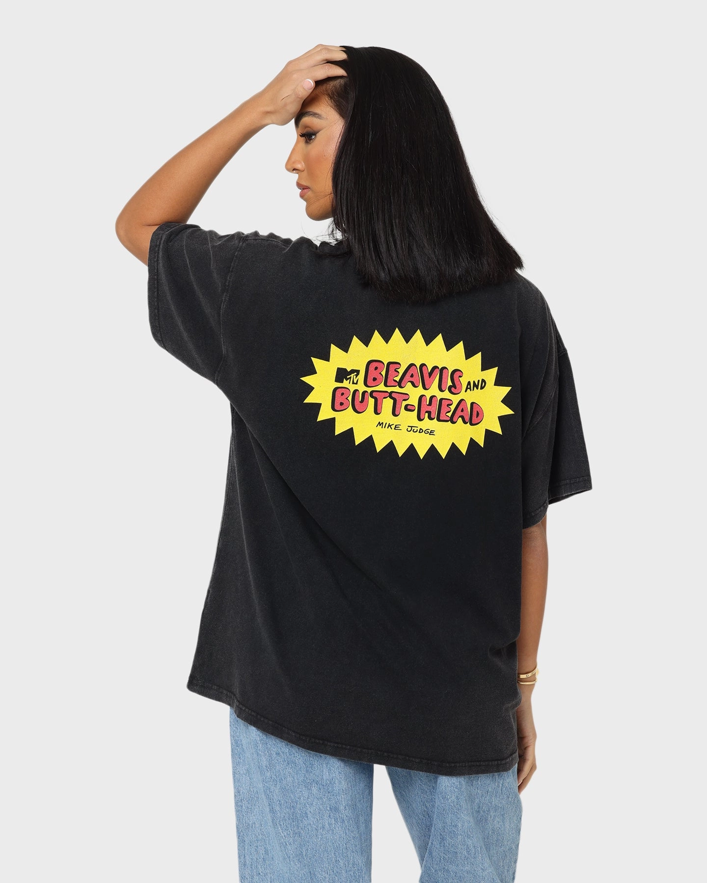 American Thrift American Thrift X Beavis & Butthead Rock T-Shirt Vintage Black Casual Fit Fashion Forward