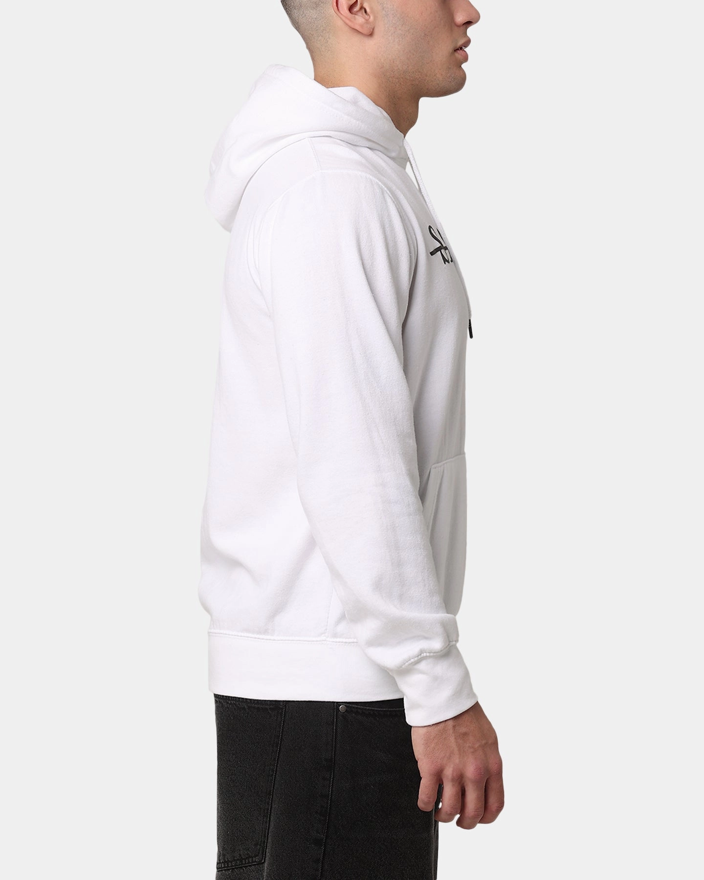 Saint Morta Strikeout Hoodie White Triple Stitch Seams