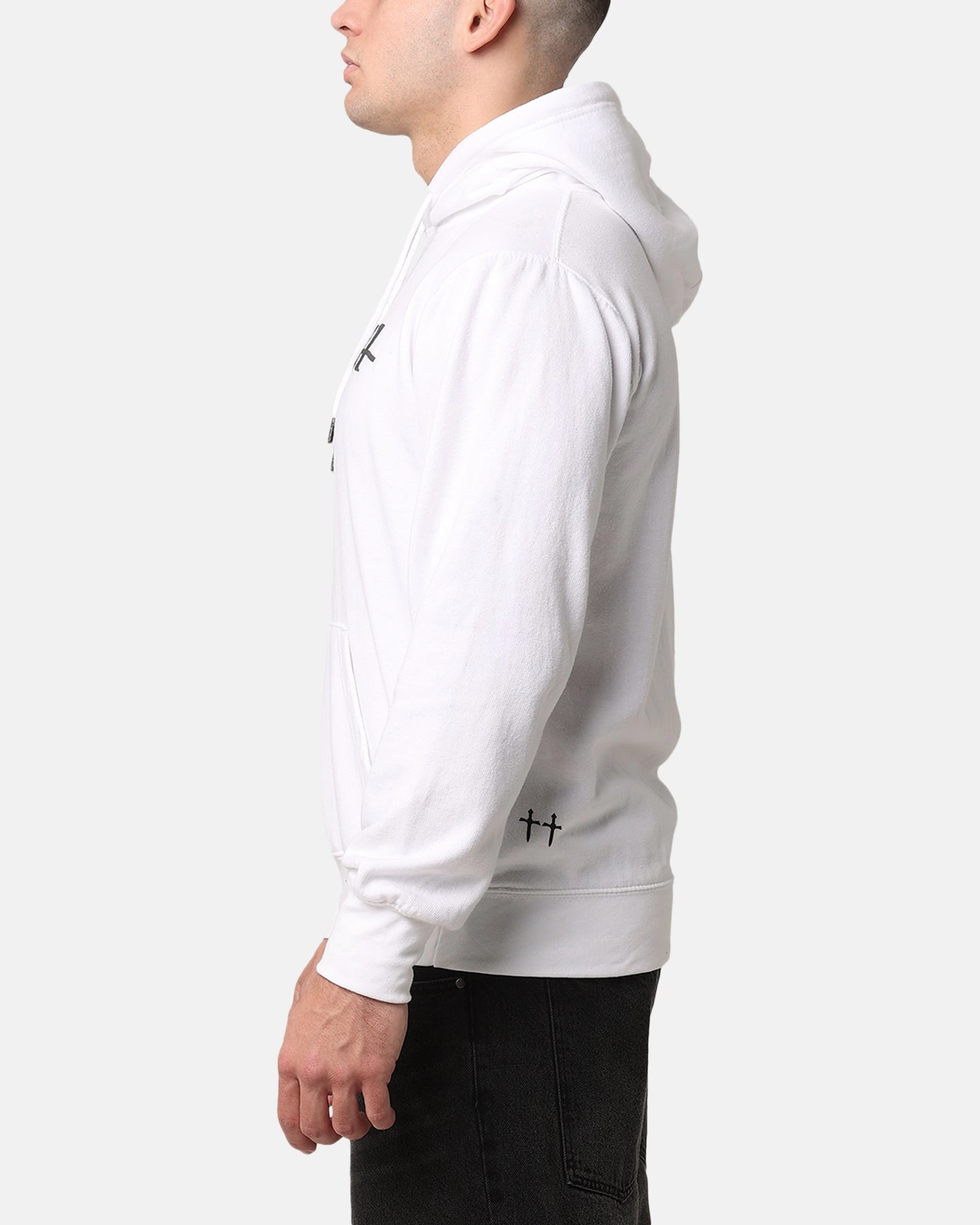 Front Pouch Tassel Details Saint Morta Strikeout Hoodie White