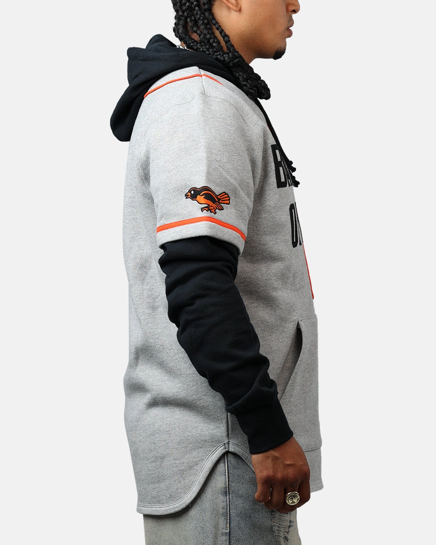Quick Dry Coating Collared 47 Brand Baltimore Orioles Game Hoodie Grey/Black