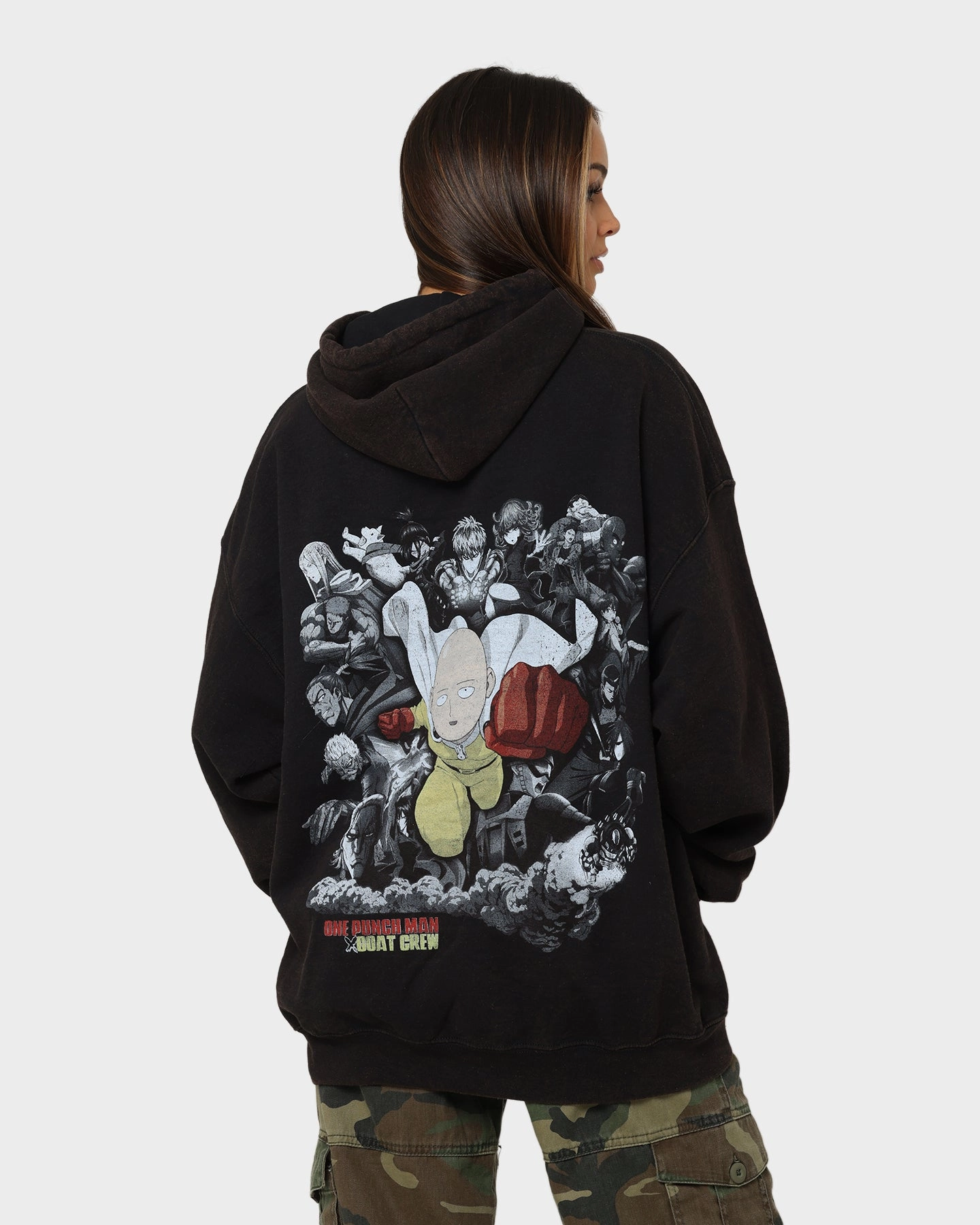 Layering Comfort Wear Goat Crew X One Punch Man One Punch Man Vintage Hoodie Black Wash