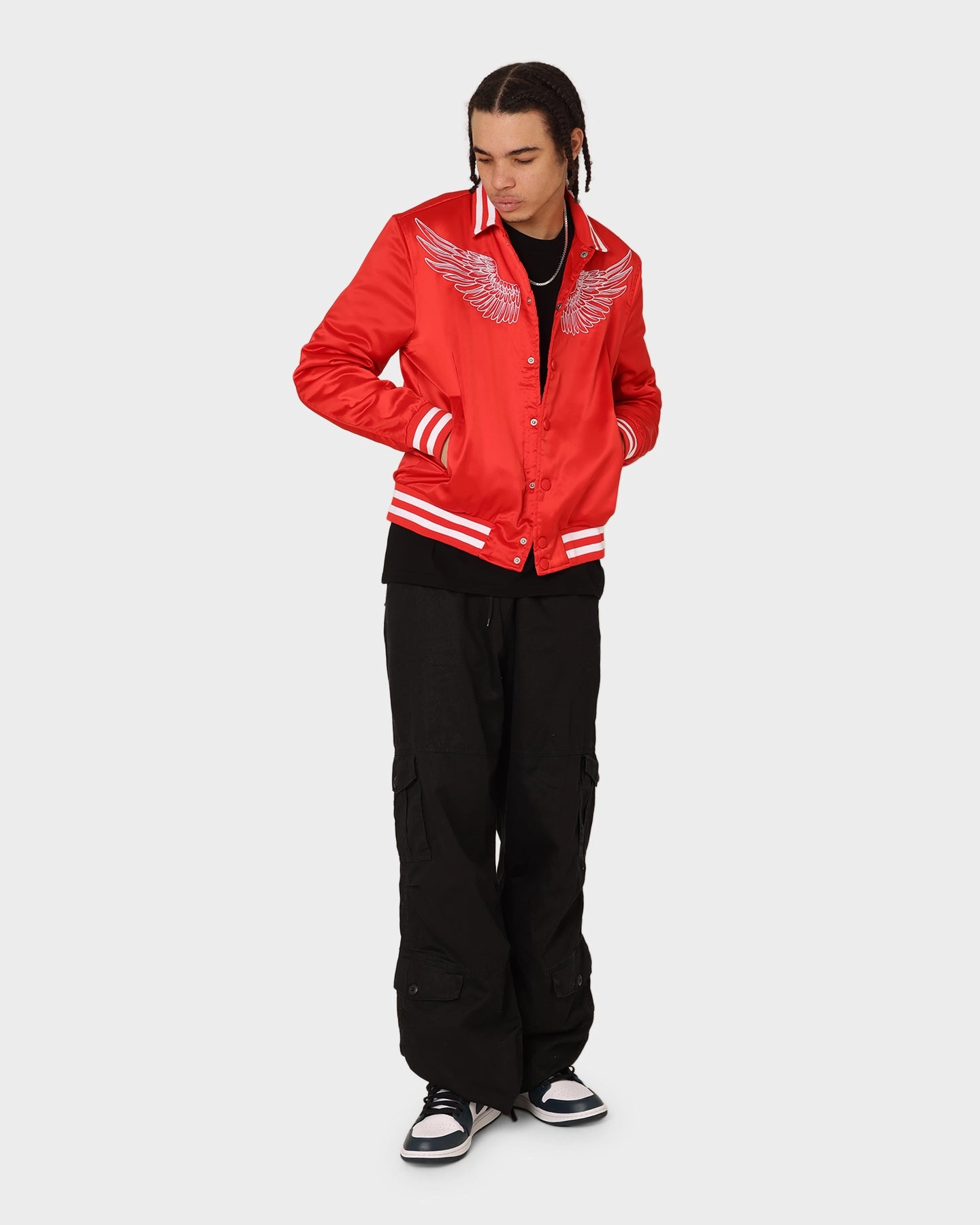 En Noir Inc Midnight Satin Jacket Red Core Utility