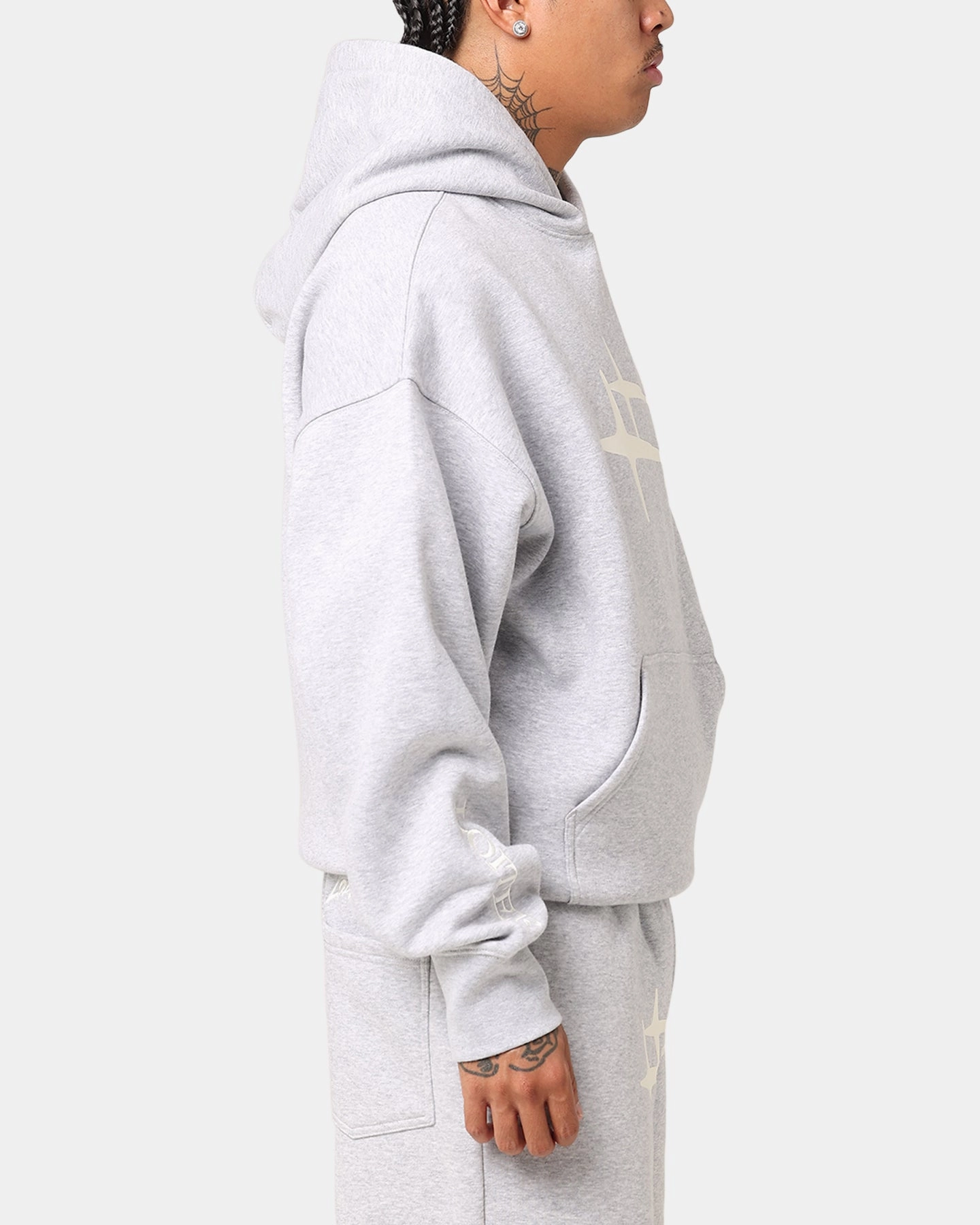 High Collar Coverage Loiter Hybrid Premium Hoodie Grey Marle