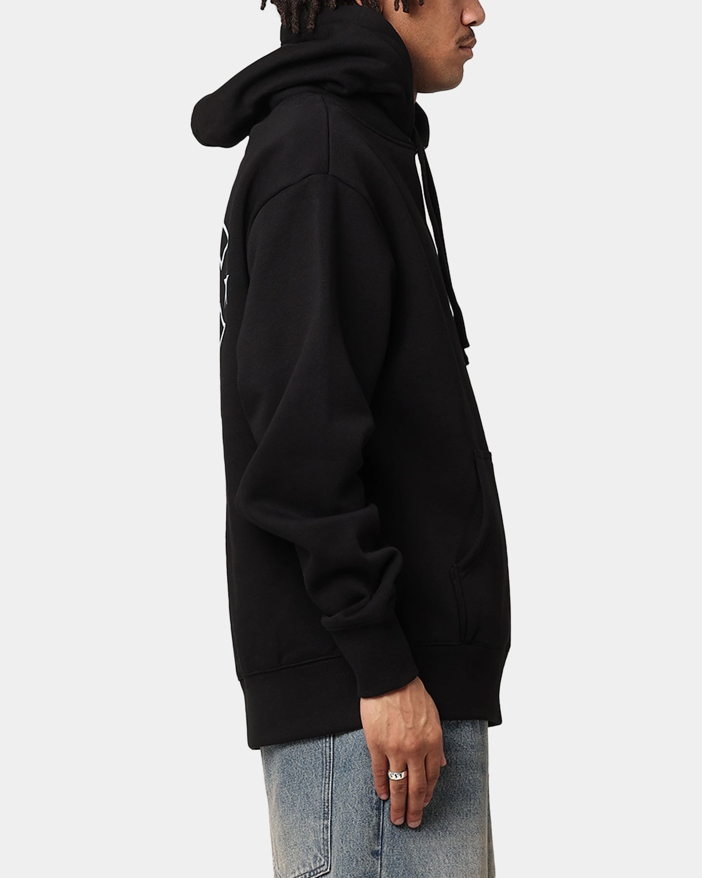 Status Adjustable Drawstring Hood Carre C-Star Hoodie Black