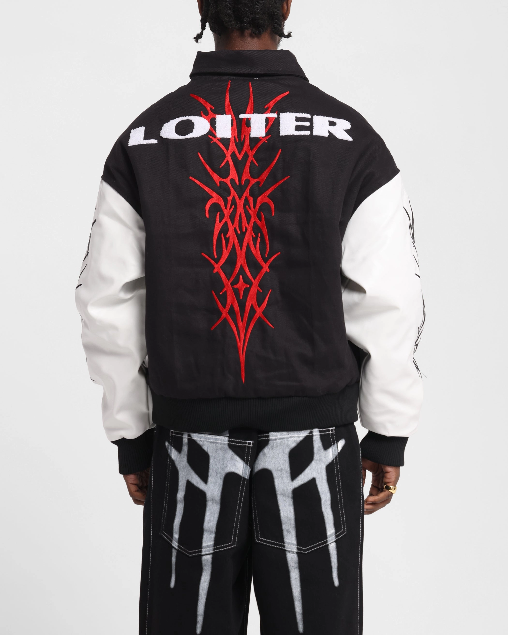Spark Loiter Cyber Varsity Jacket Black/White