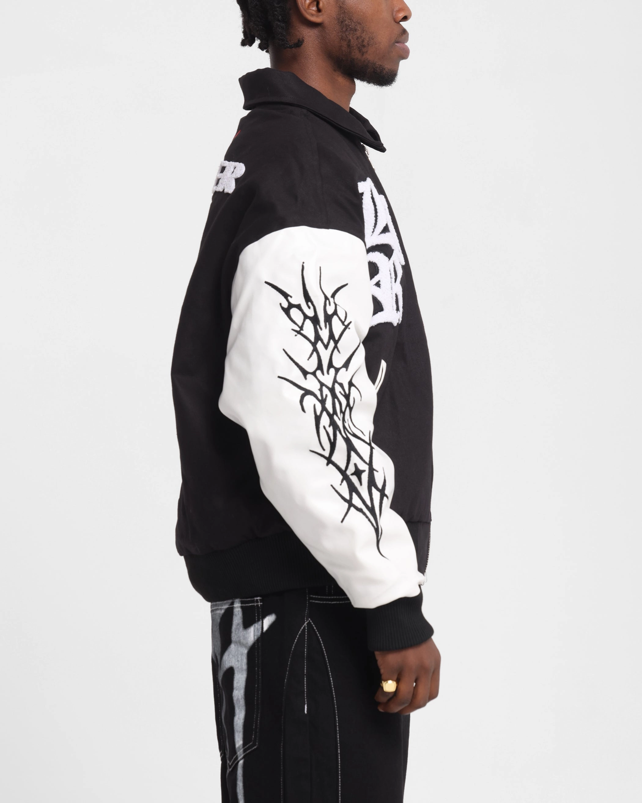 Loiter Cyber Varsity Jacket Black/White Exclusive Modern Look