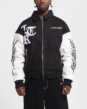 Loiter Cyber Varsity Jacket Black/White Packable Layer