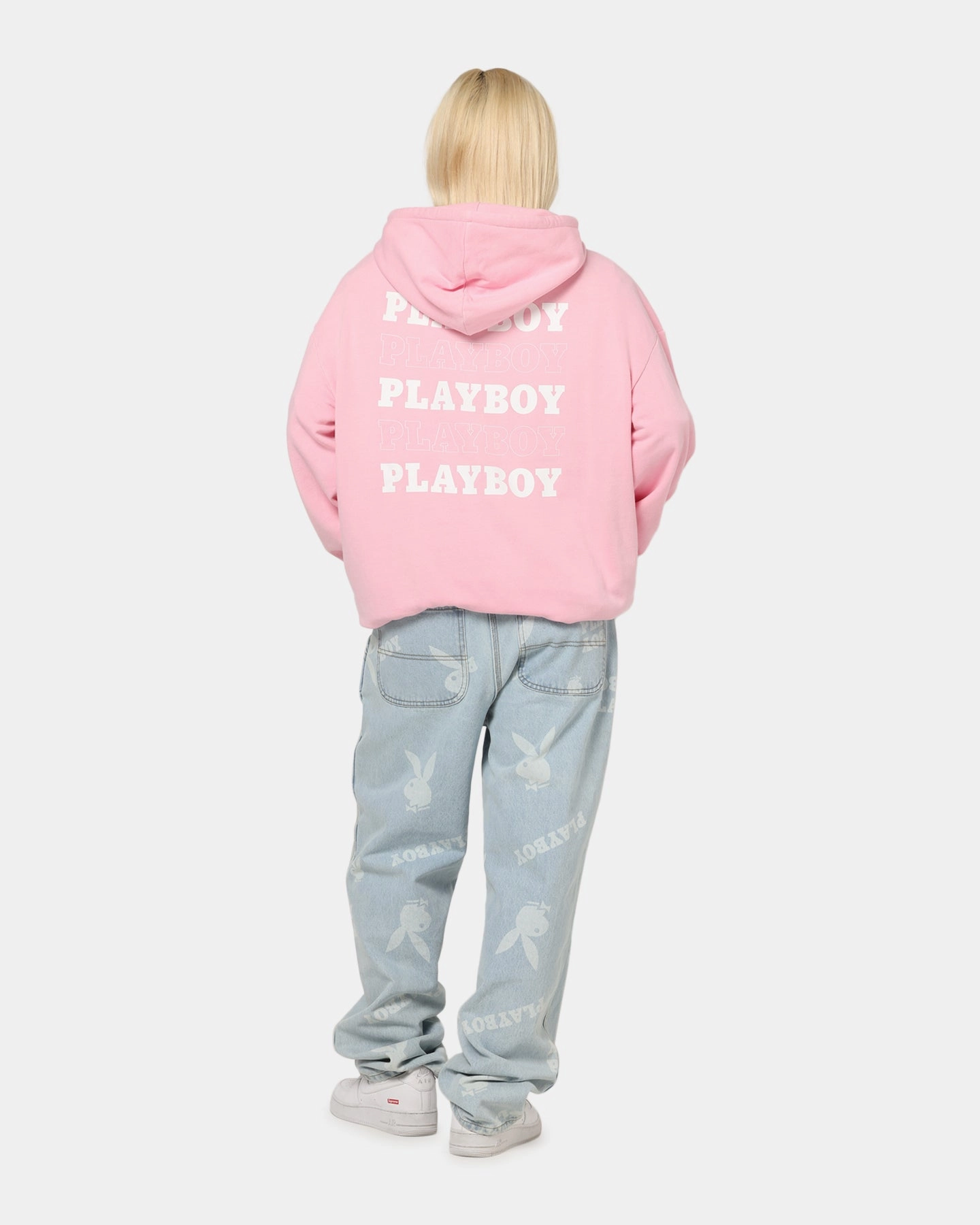 Recycled Material French Terry Construction Playboy Stack Washed Hoodie Washed Pink