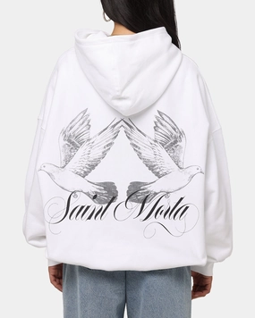 Saint Morta Doves Boxy Hoodie White Elasticated Waistband