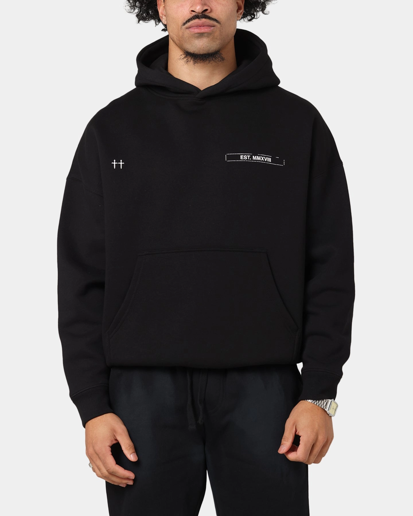 Saint Morta Liberty Boxy Hoodie Black Flying fox like