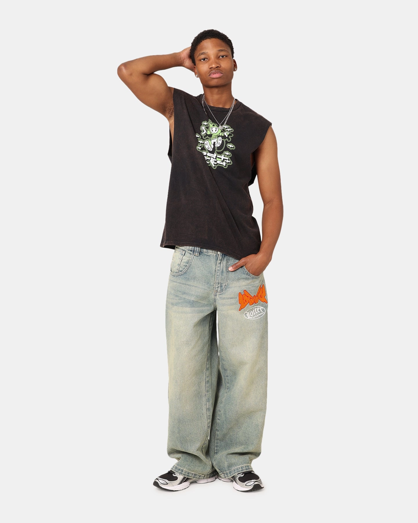 Goat Crew Y2K Ninja Vintage Muscle T-Shirt Black Wash Fashionable Look Abrasion resistant