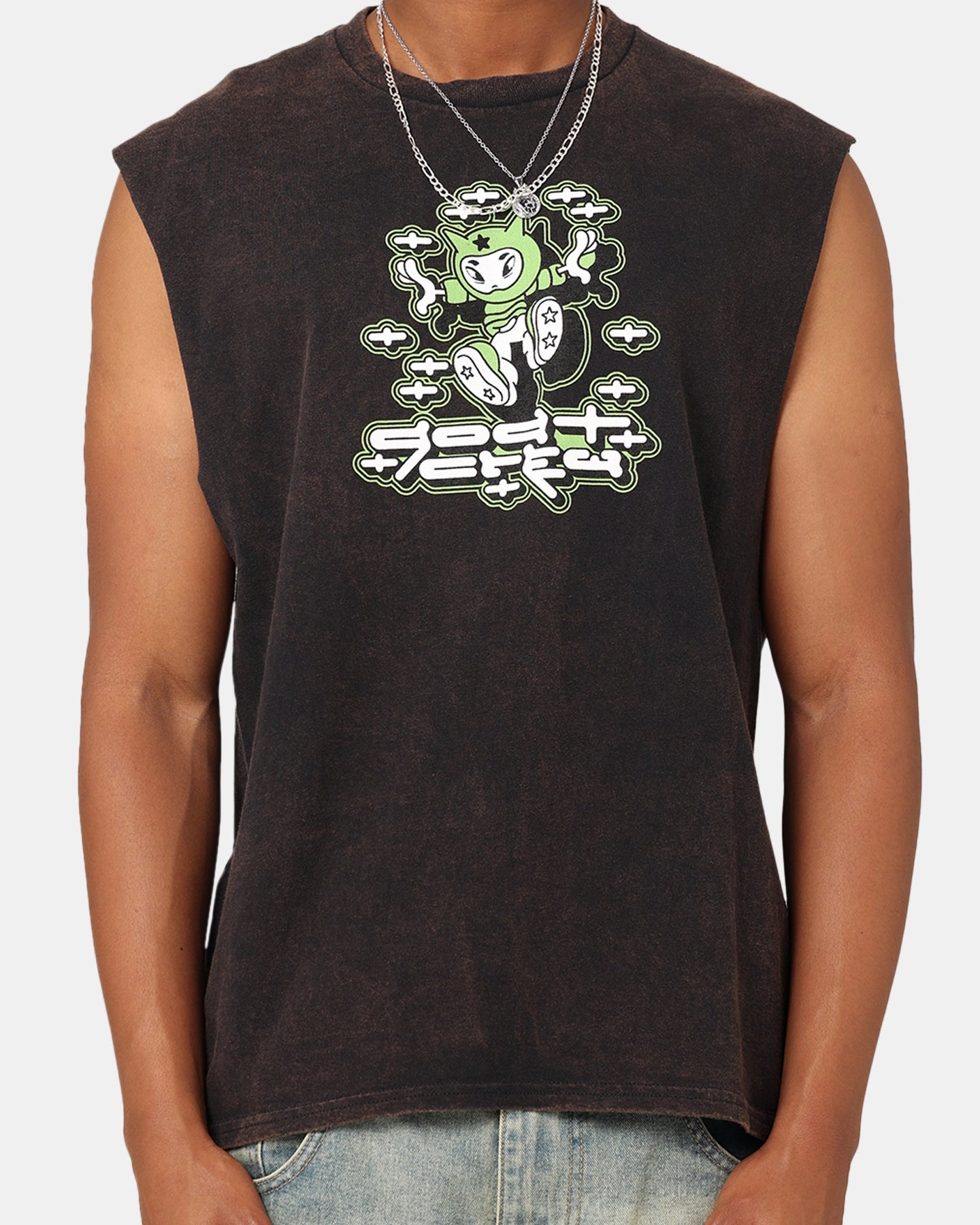 sporty and comfortable Goat Crew Y2K Ninja Vintage Muscle T-Shirt Black Wash