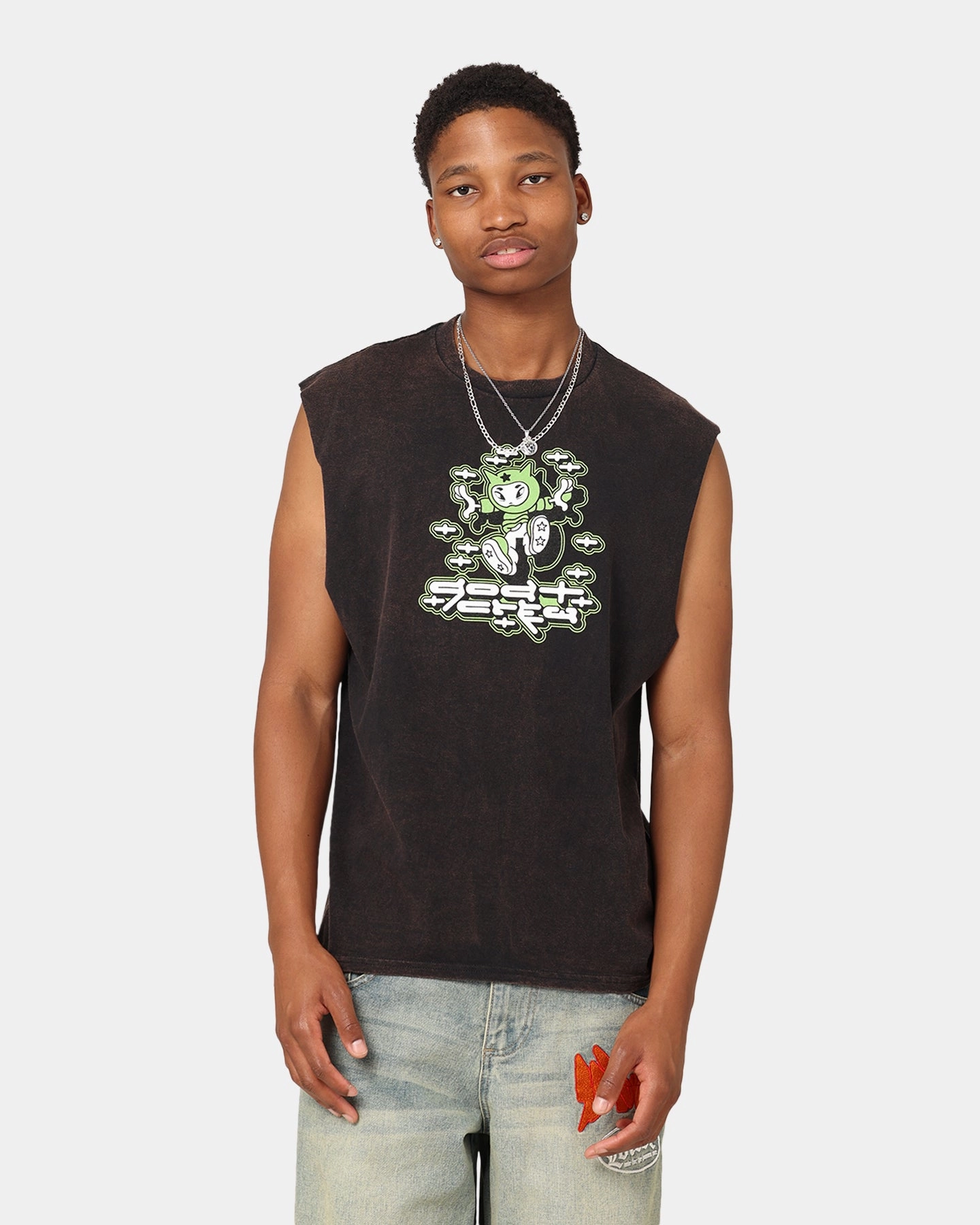 Goat Crew Y2K Ninja Vintage Muscle T-Shirt Black Wash Vintage authenticity Breathable mesh panel