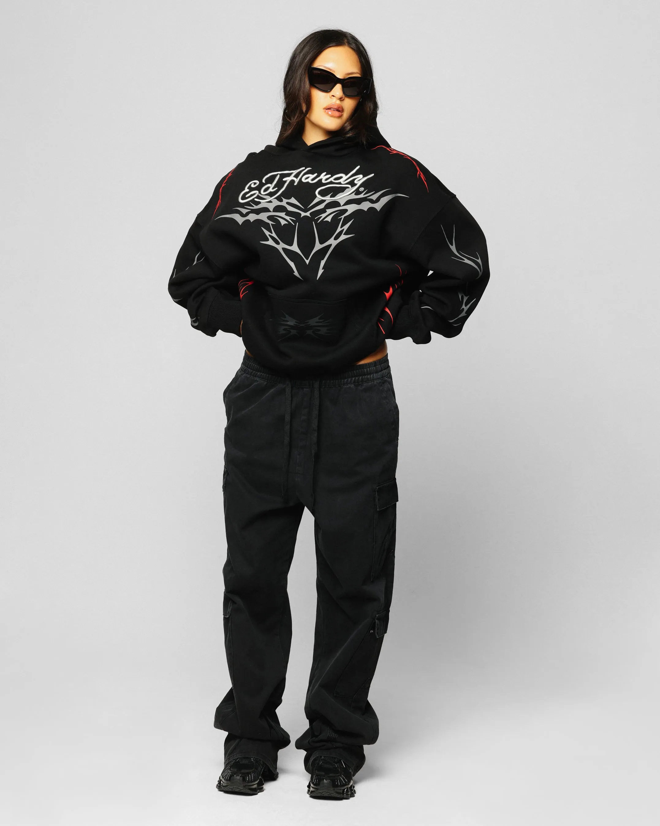 suitable for outdoor adventures Protective Style Ed Hardy Electric Hoodie Black