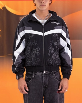 Silk Quick Dry Fabric Ed Hardy Dragon Track Jacket Black