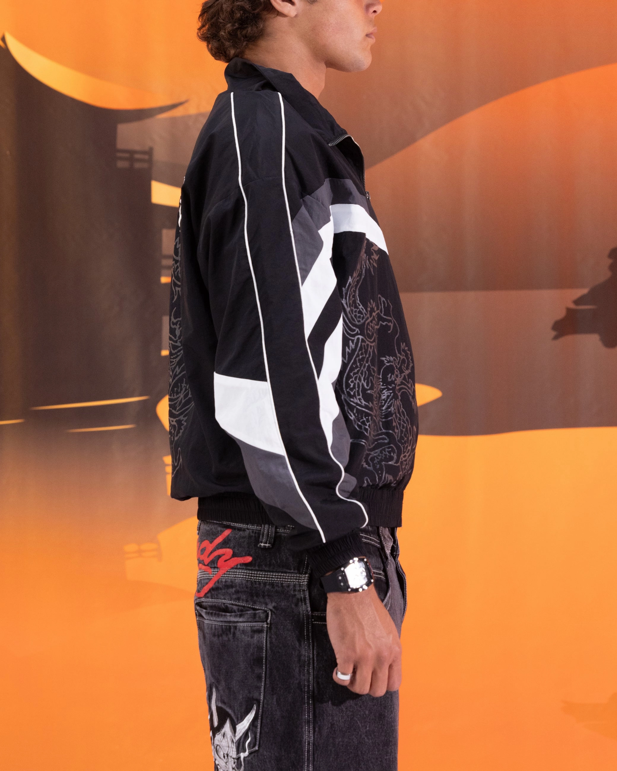 Ed Hardy Dragon Track Jacket Black Quick Dry Coating