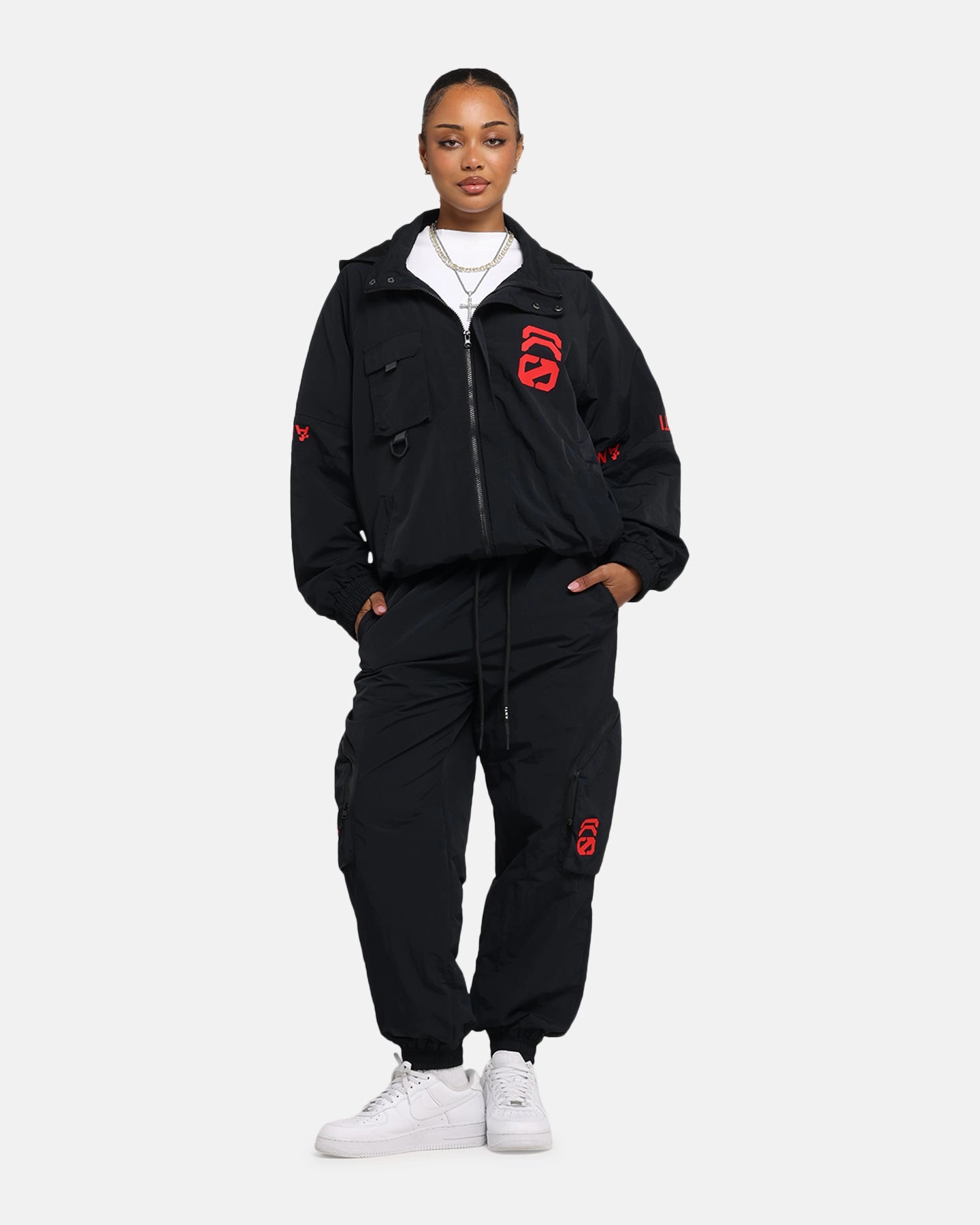 The Anti Order Faction Technical Windbreaker Jacket Black/Red Describe