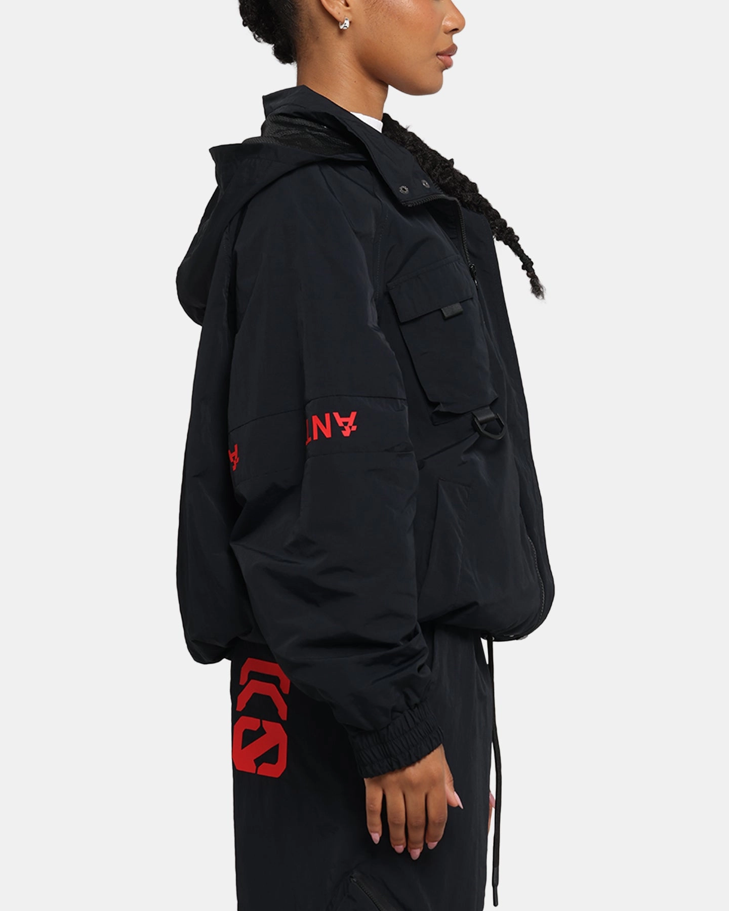 Bonded Shoulder Guards Vegan Option The Anti Order Faction Technical Windbreaker Jacket Black/Red